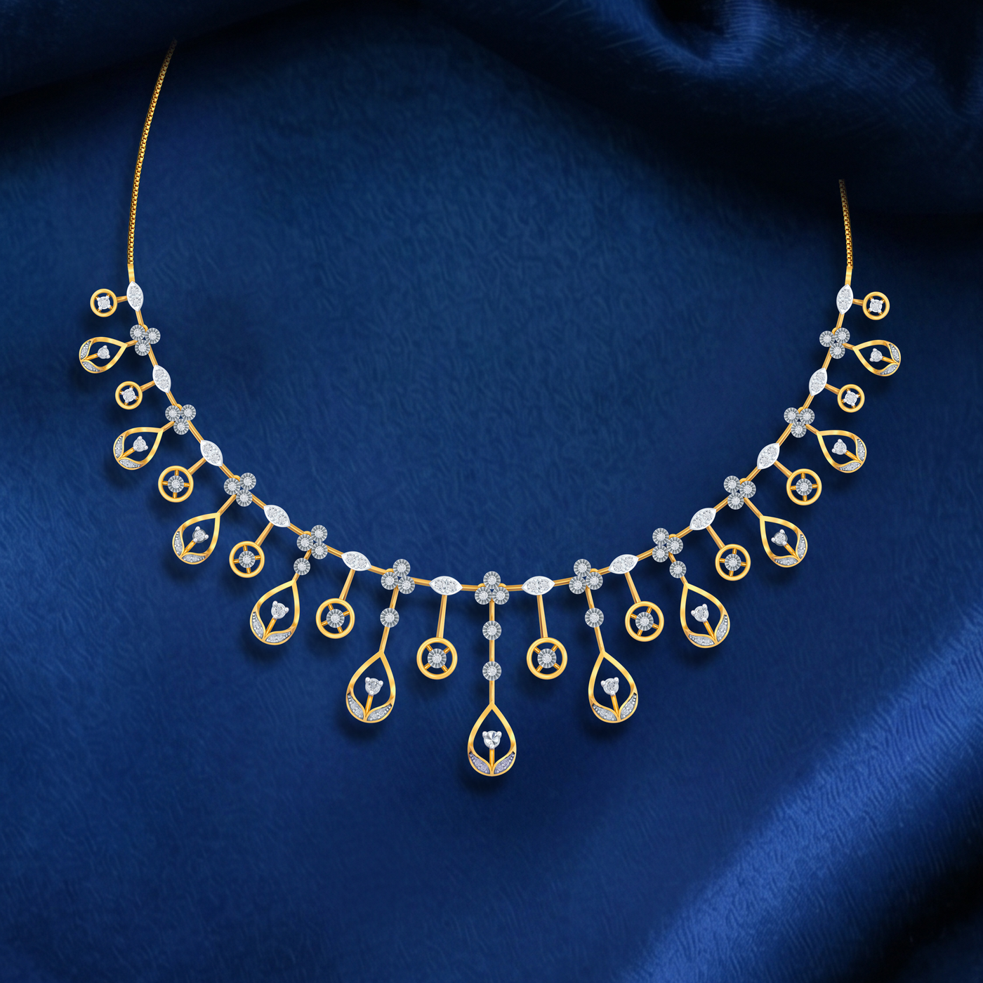 Gold & Diamond Choker Necklace Set KRC60148