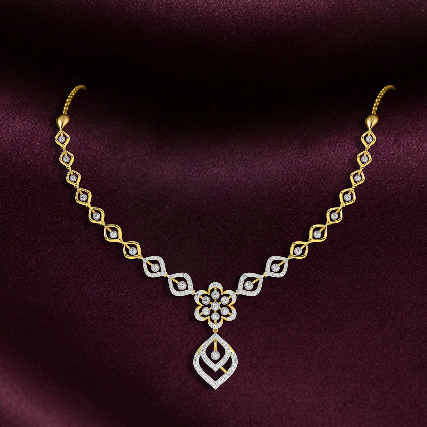 Gold & Diamond Necklace Set KRC60140