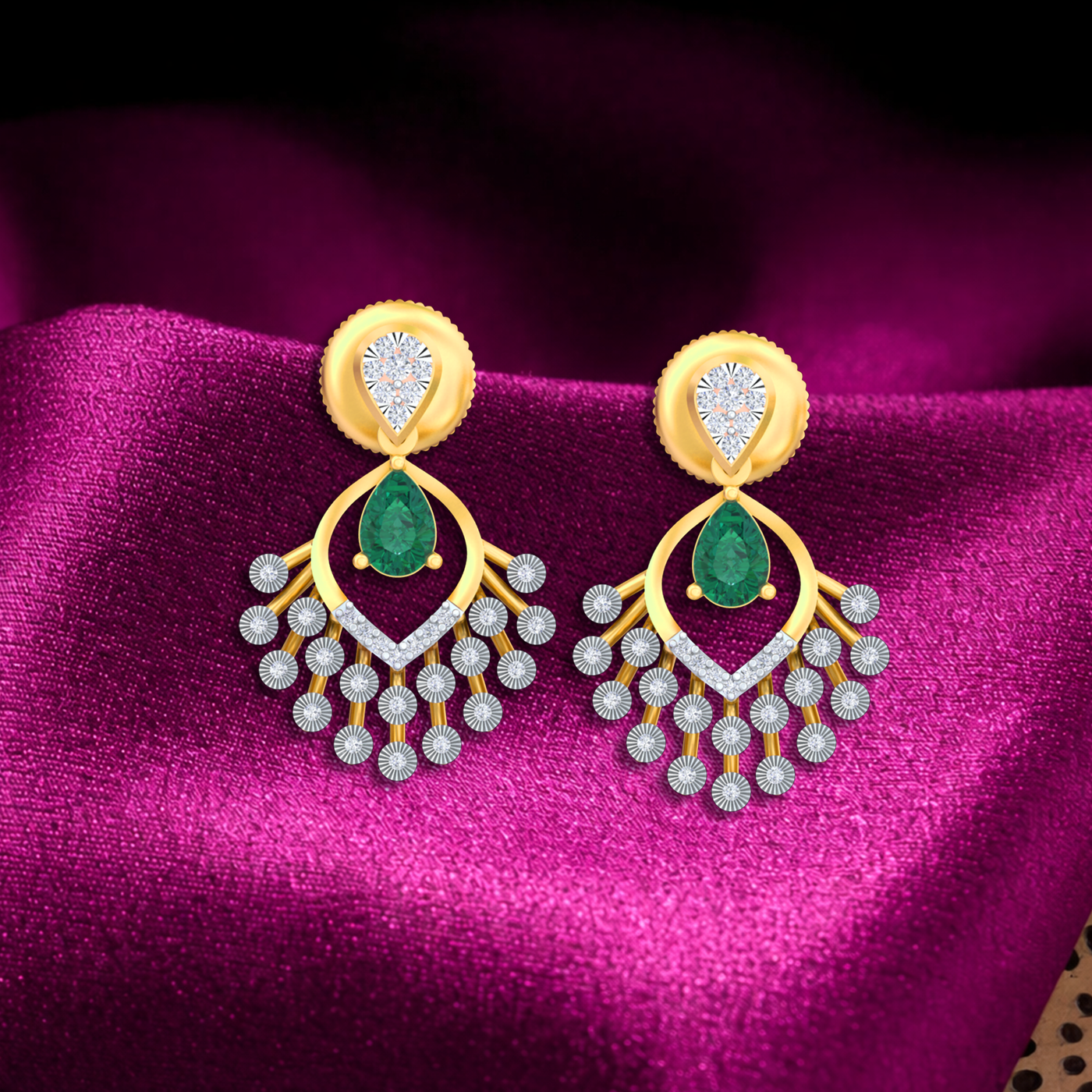 Gold & Diamond Women Chandelier Gemstone Earring KRC60064E