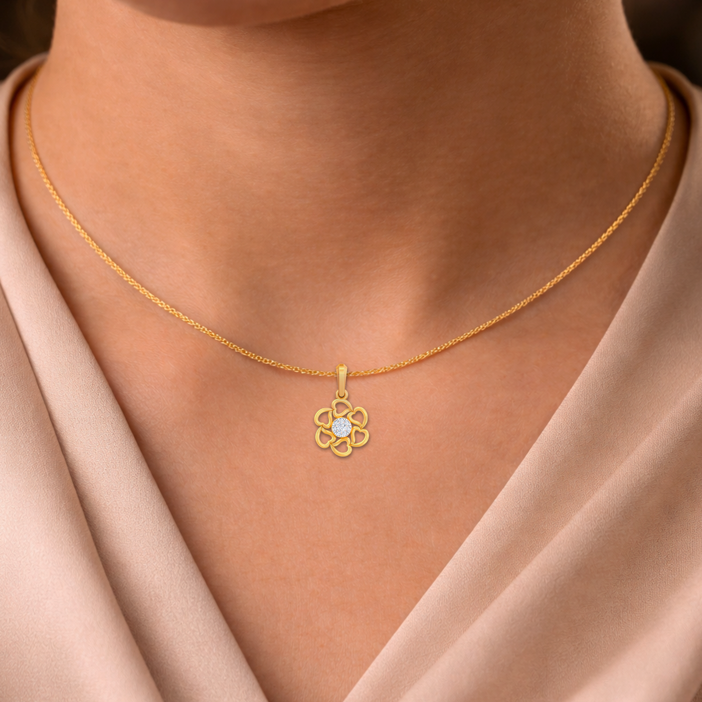Gold & Diamond Floral Pendant KRB40213