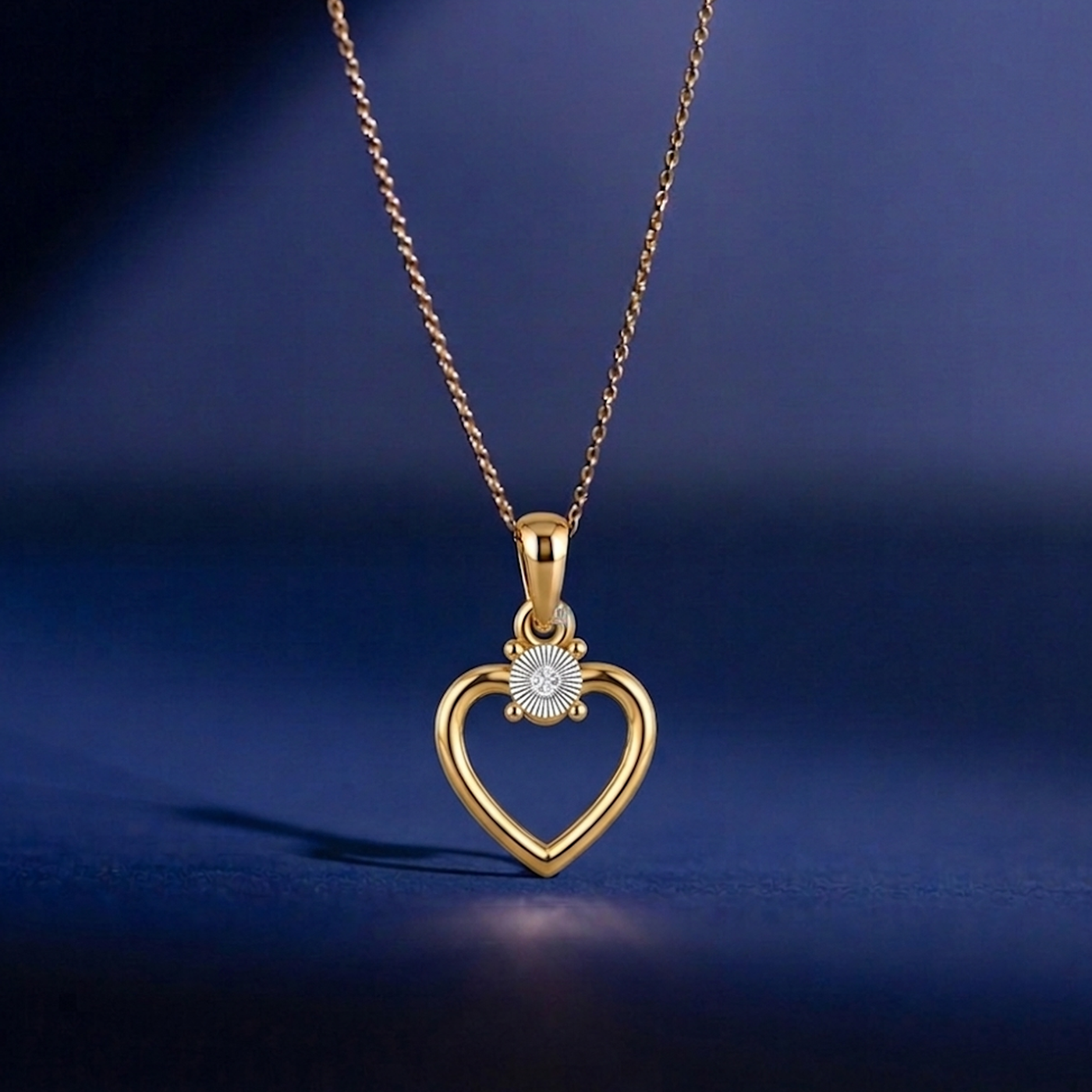 Gold & Diamond Heart Solitaire Pendant Set KRB40201