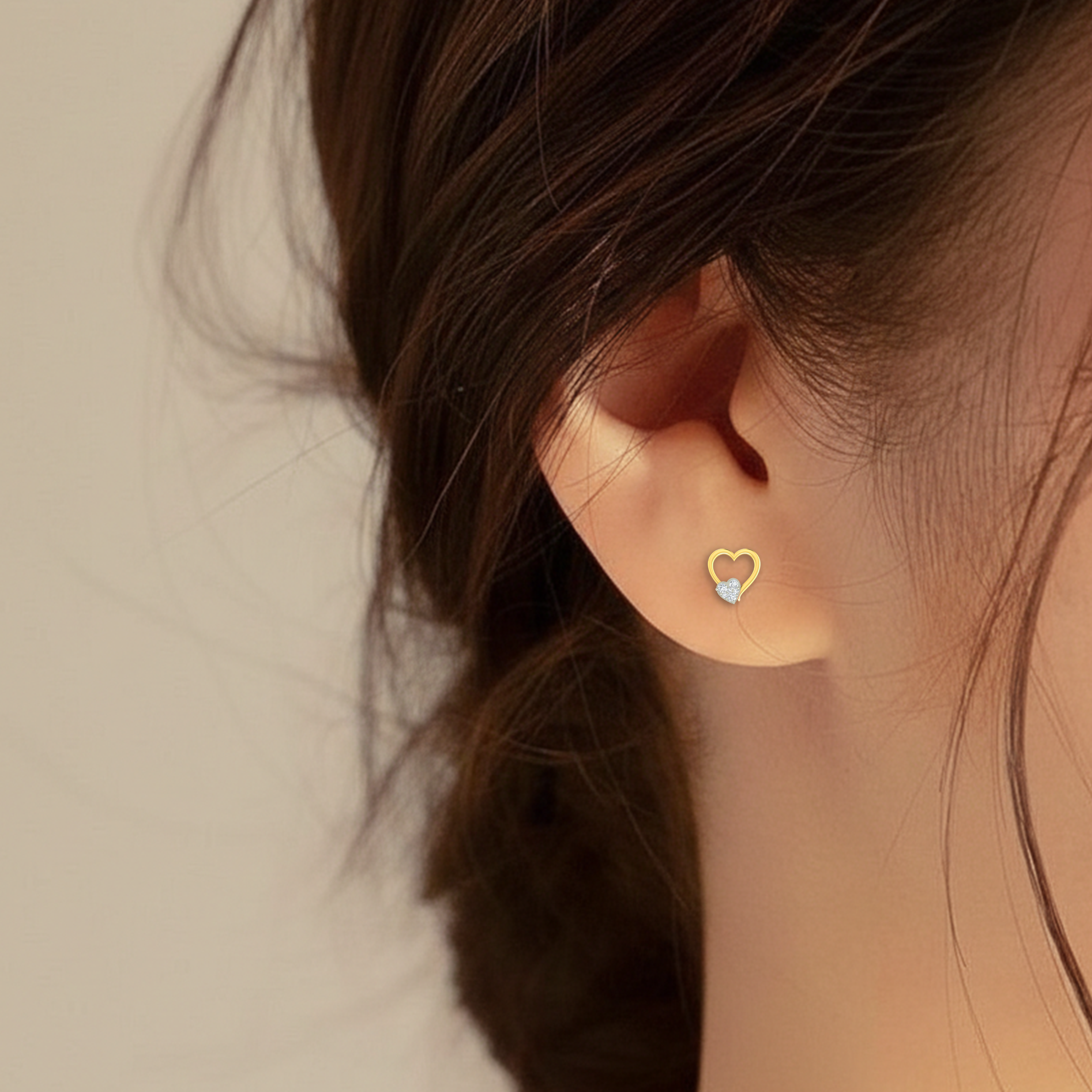 Yellow Gold Diamond Earring  close up shot| under 40k 
