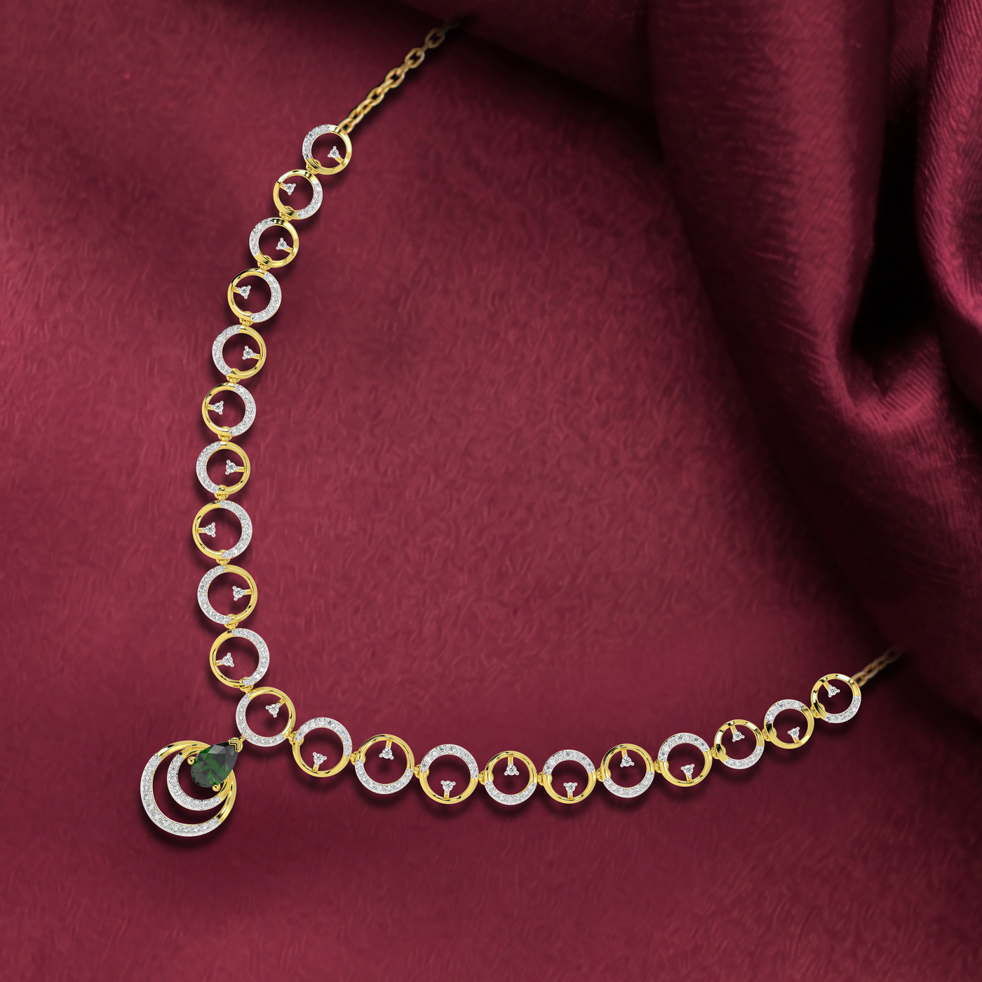 Gold & Diamond Gemstone Necklace Set KRC60112