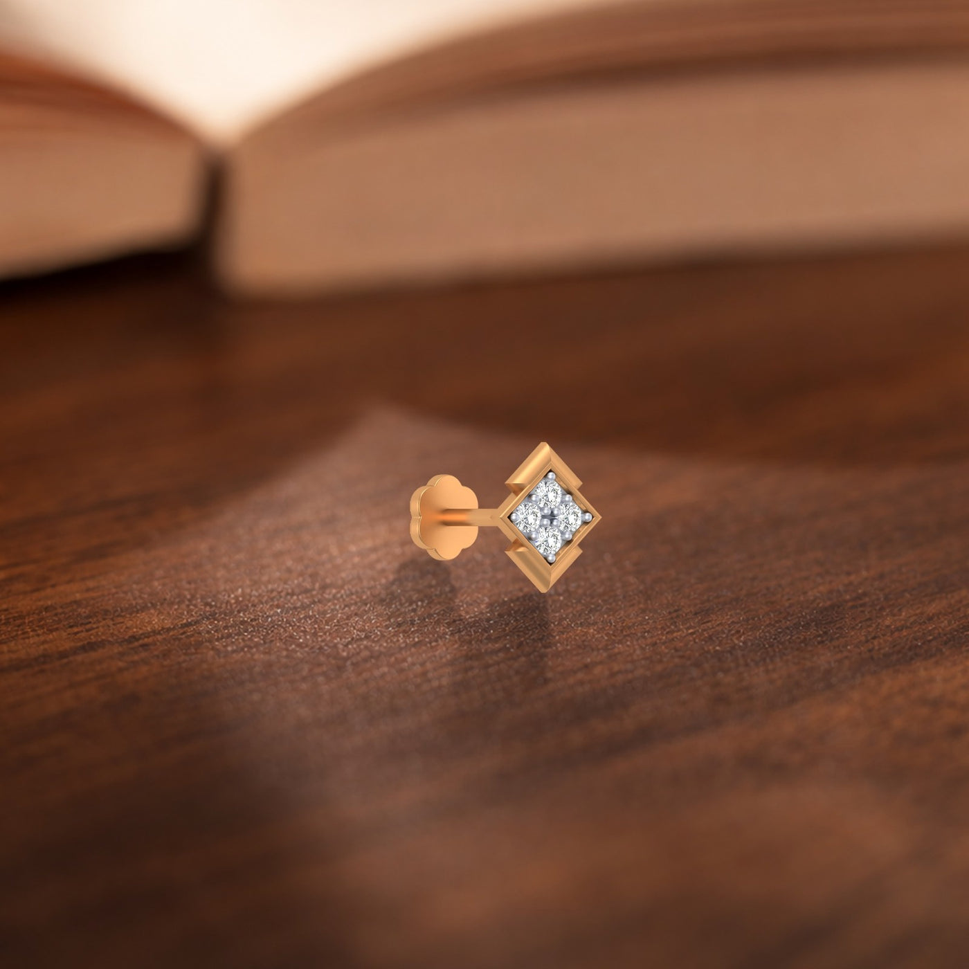 Gold & Diamond Stud Nose Pin KRC80194