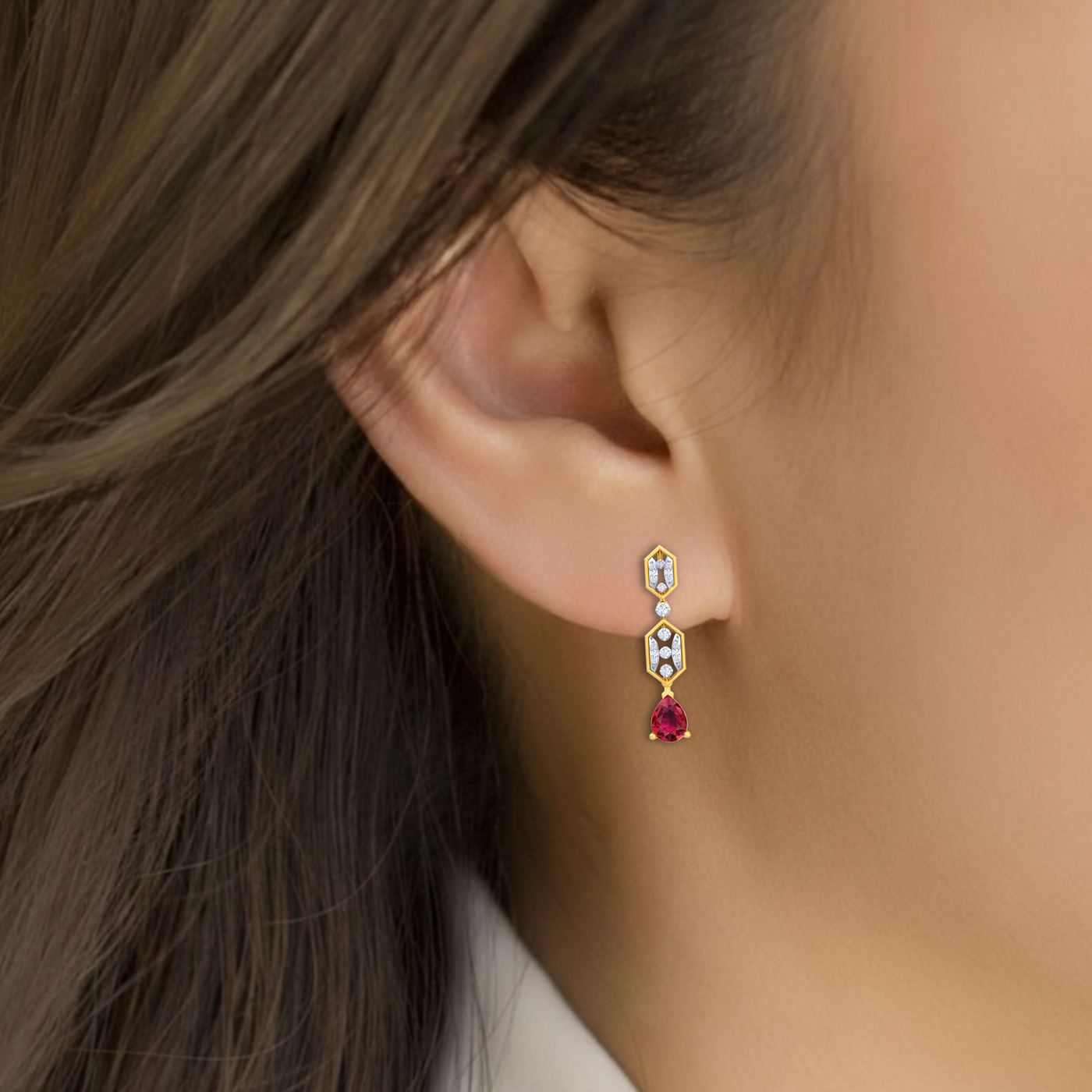 Gold & Diamond Women Gemstone Earring KRC60086E