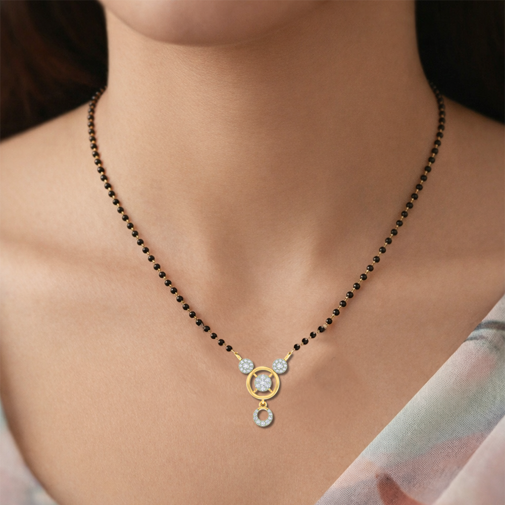 Gold & Diamond Beaded Mangalsutra For Women KRC50104