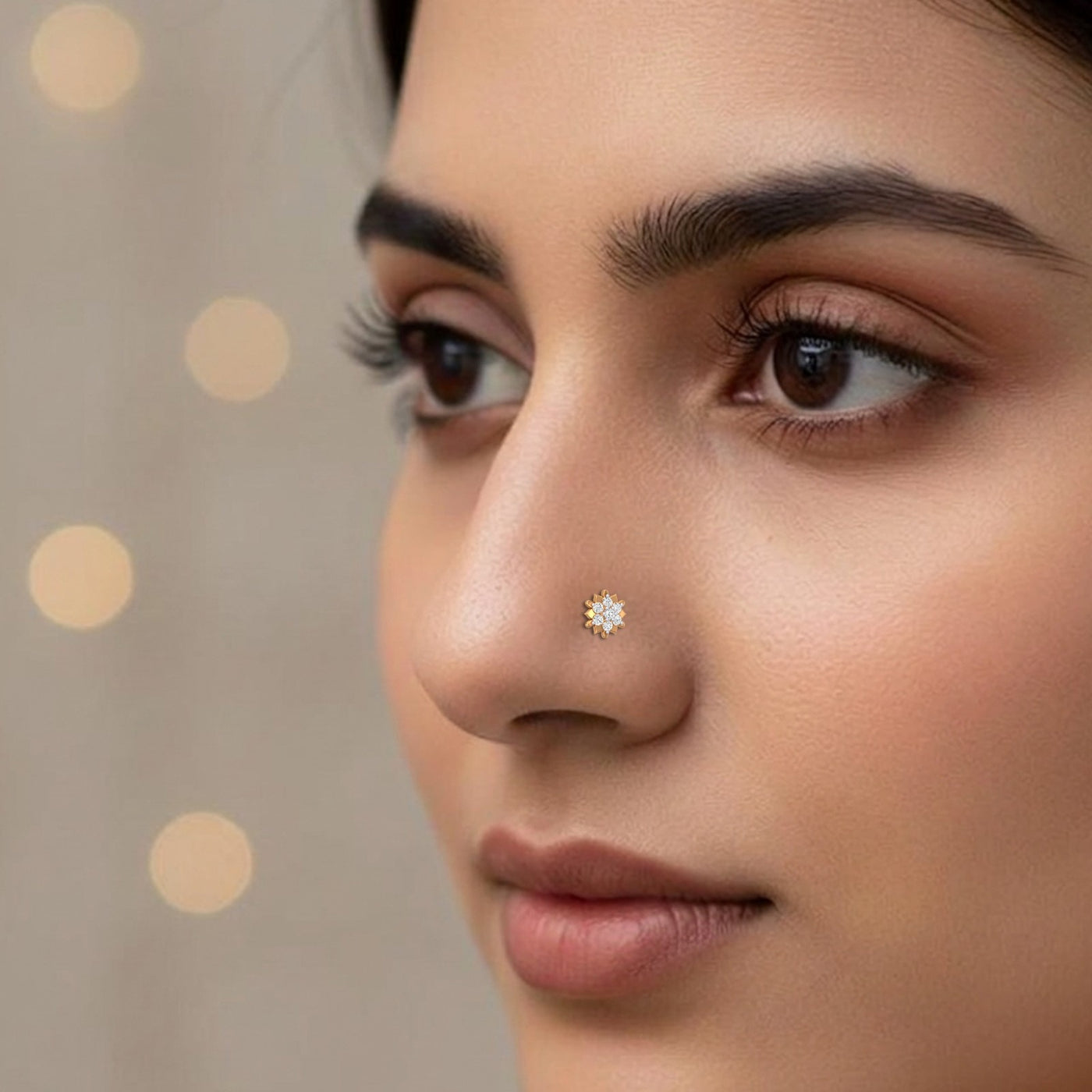 Gold & Diamond Stud Nose Pin KRA50111