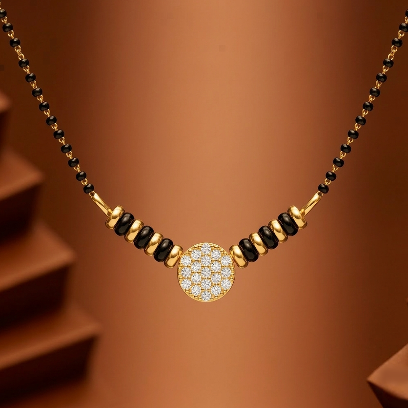 Gold & Diamond Beaded Mangalsutra For Women KRB50050