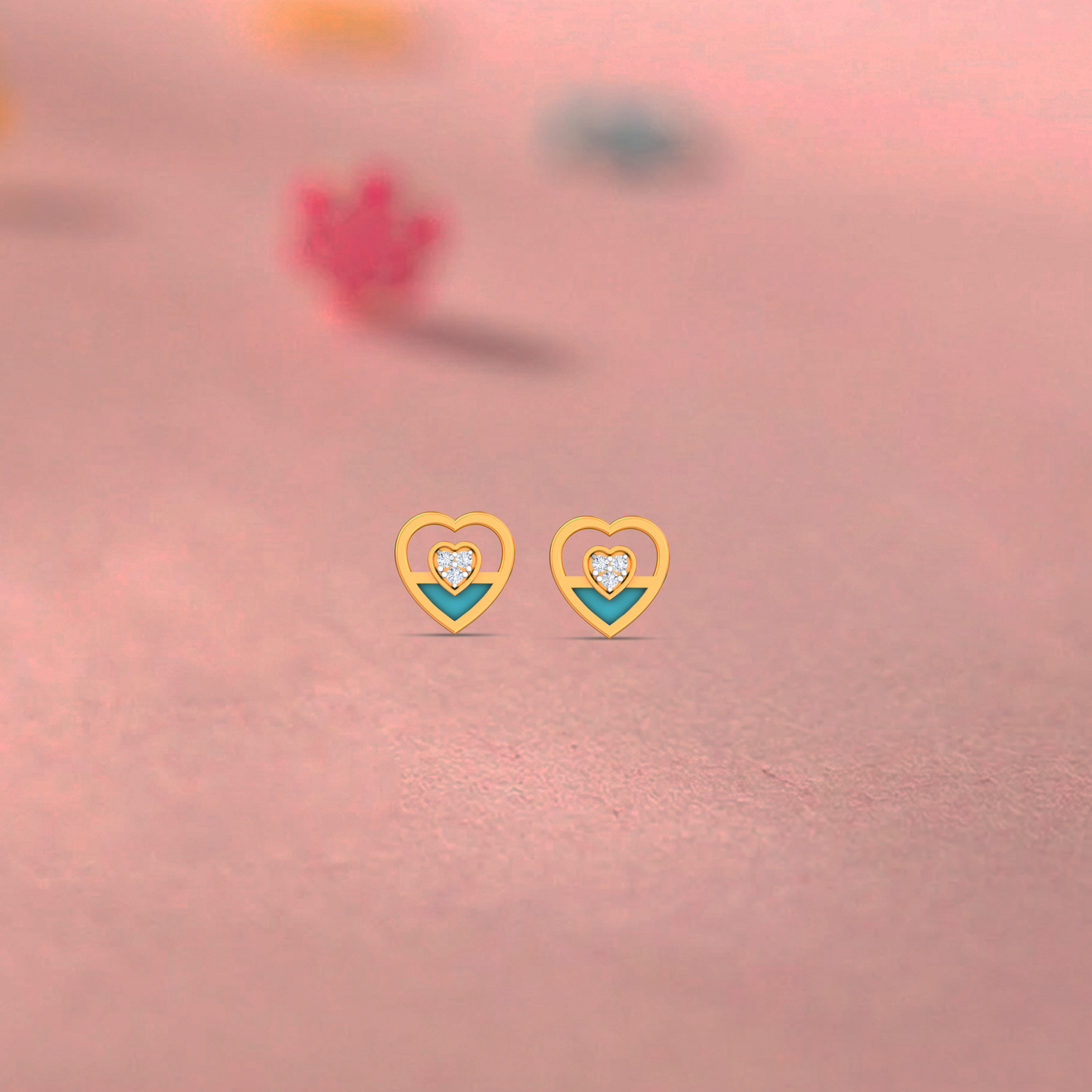 Gold & Diamond Heart-Shaped Women Earring KRC30154