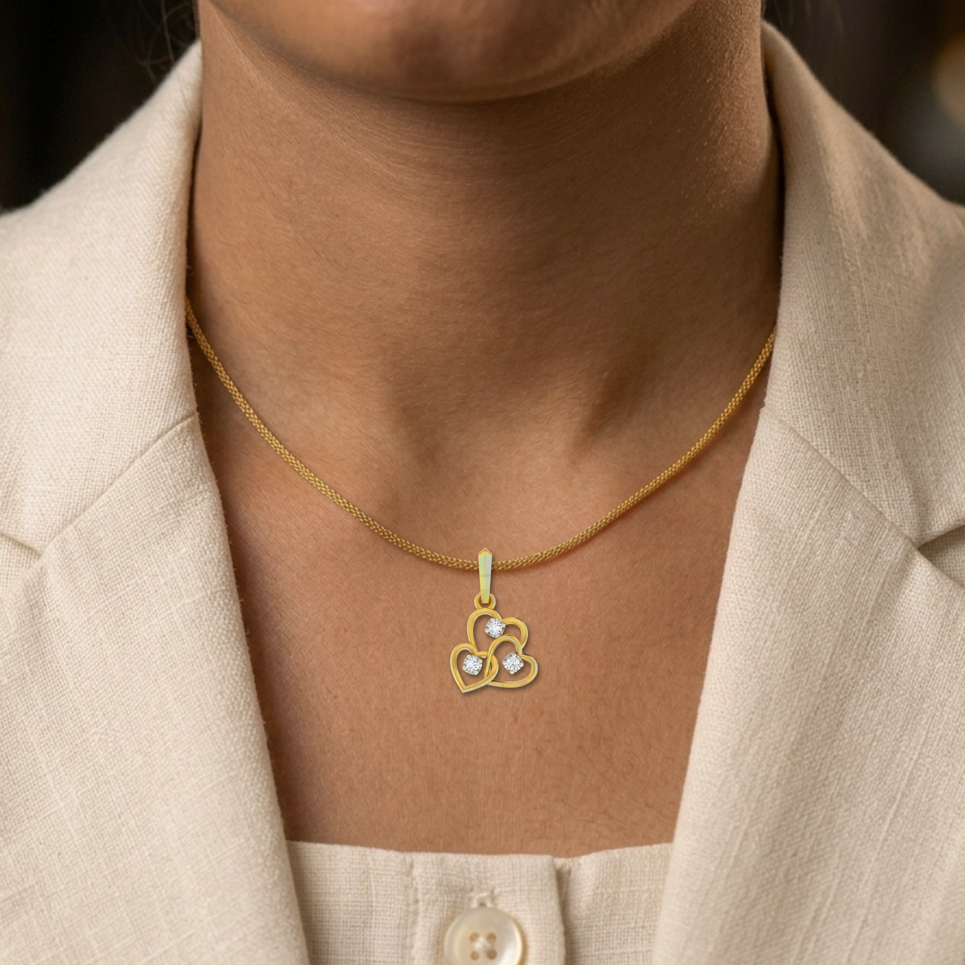 Gold & Diamond Heart Pendant Set KRC40558