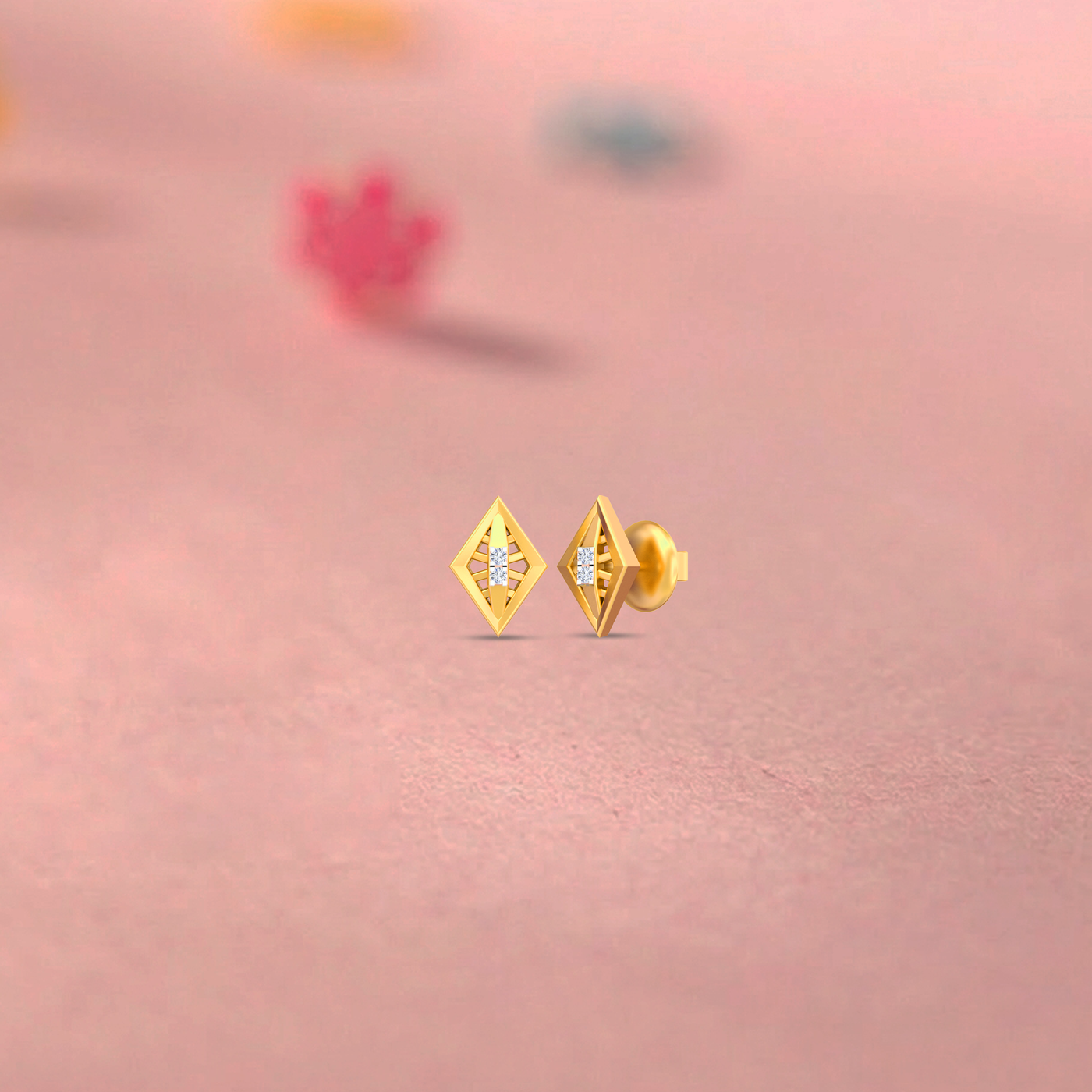 Gold & Diamond Stud Women Earring KRC30169