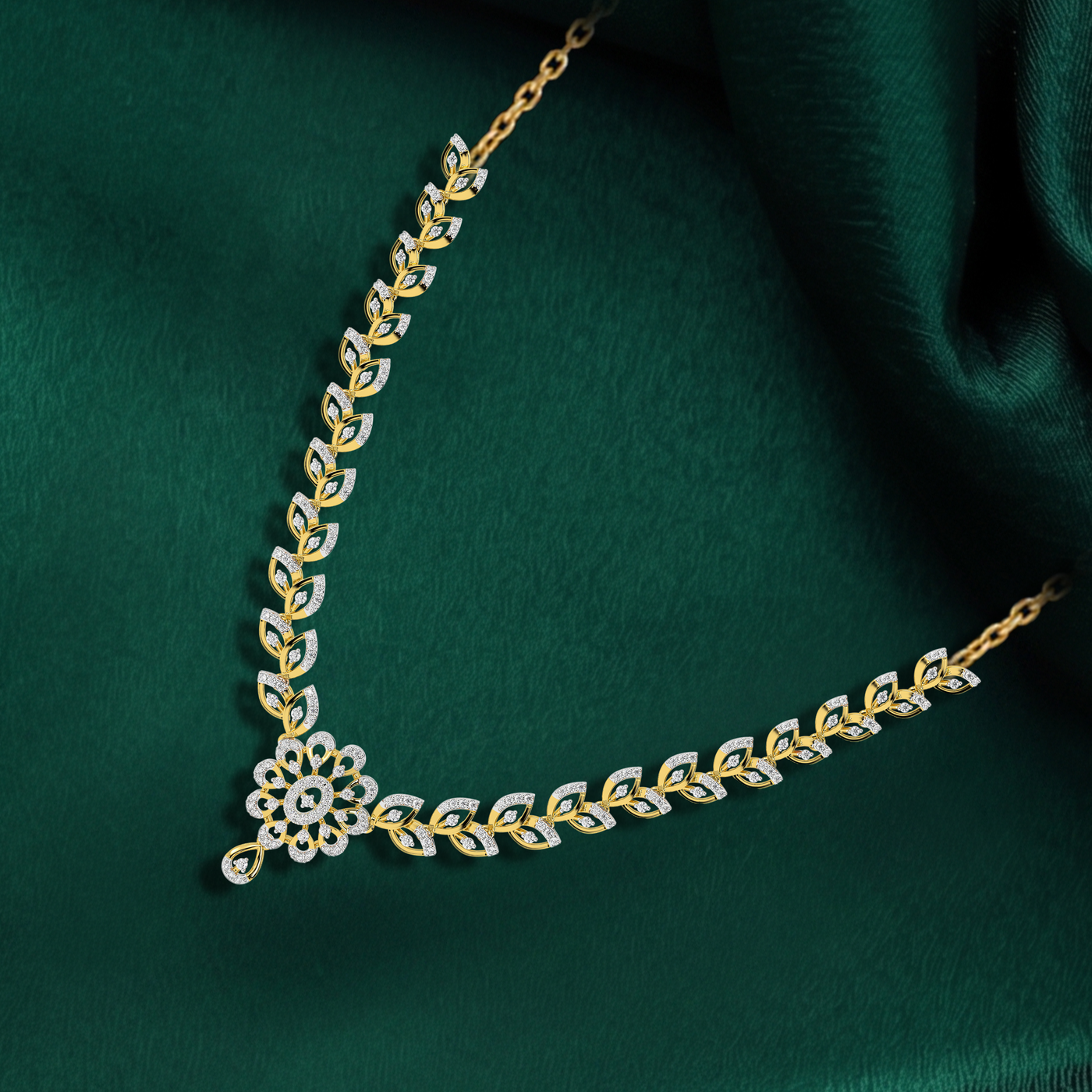 Gold & Diamond Dailywear Necklace Set KRC60108