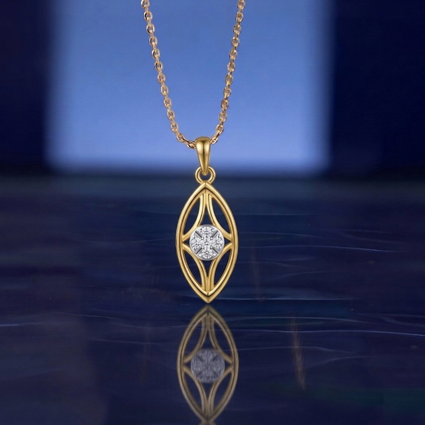 Minimalist Petal Gold & Diamond PENDANT SET KRC40560