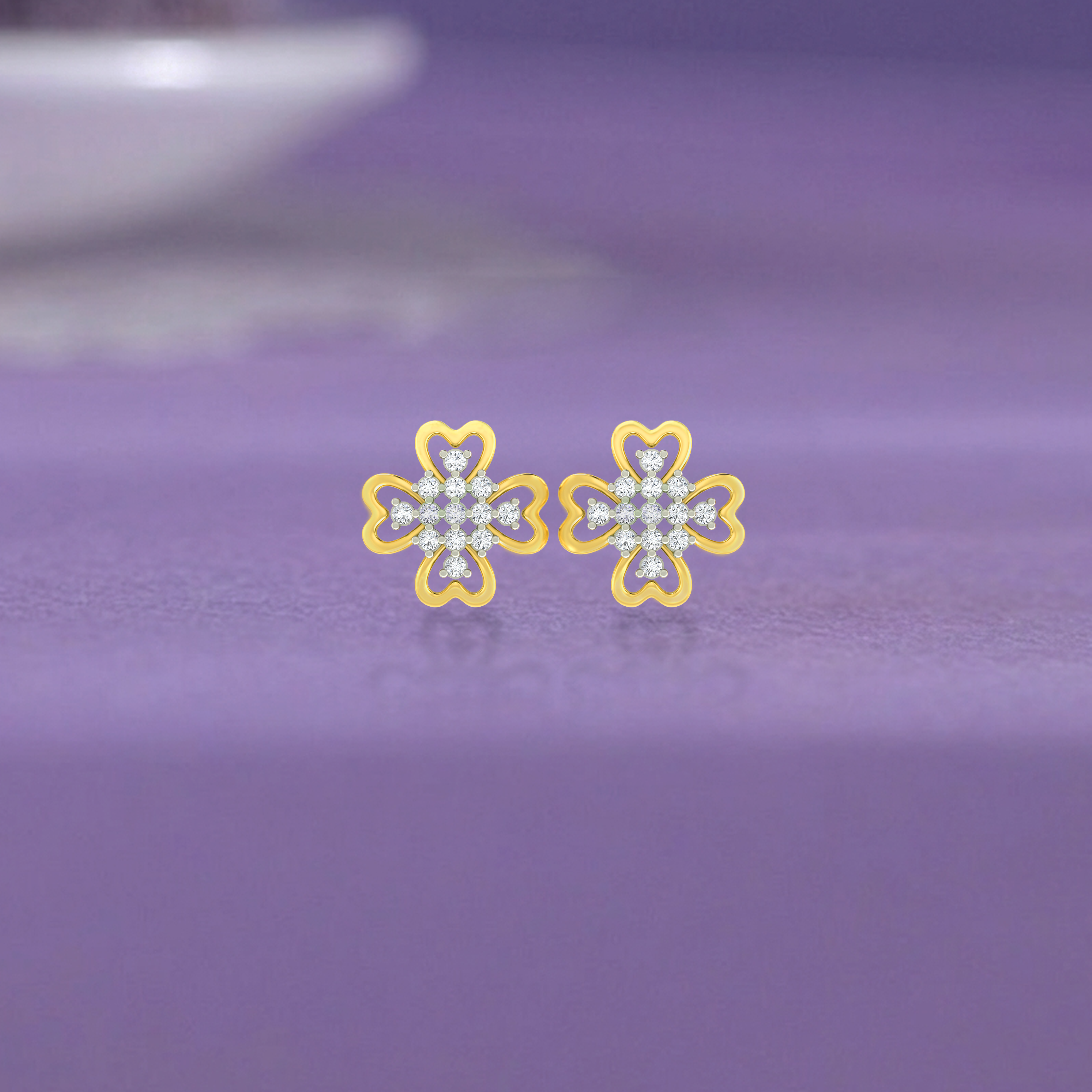 Floarl Yellow Gold Diamond Earring | under 40k 