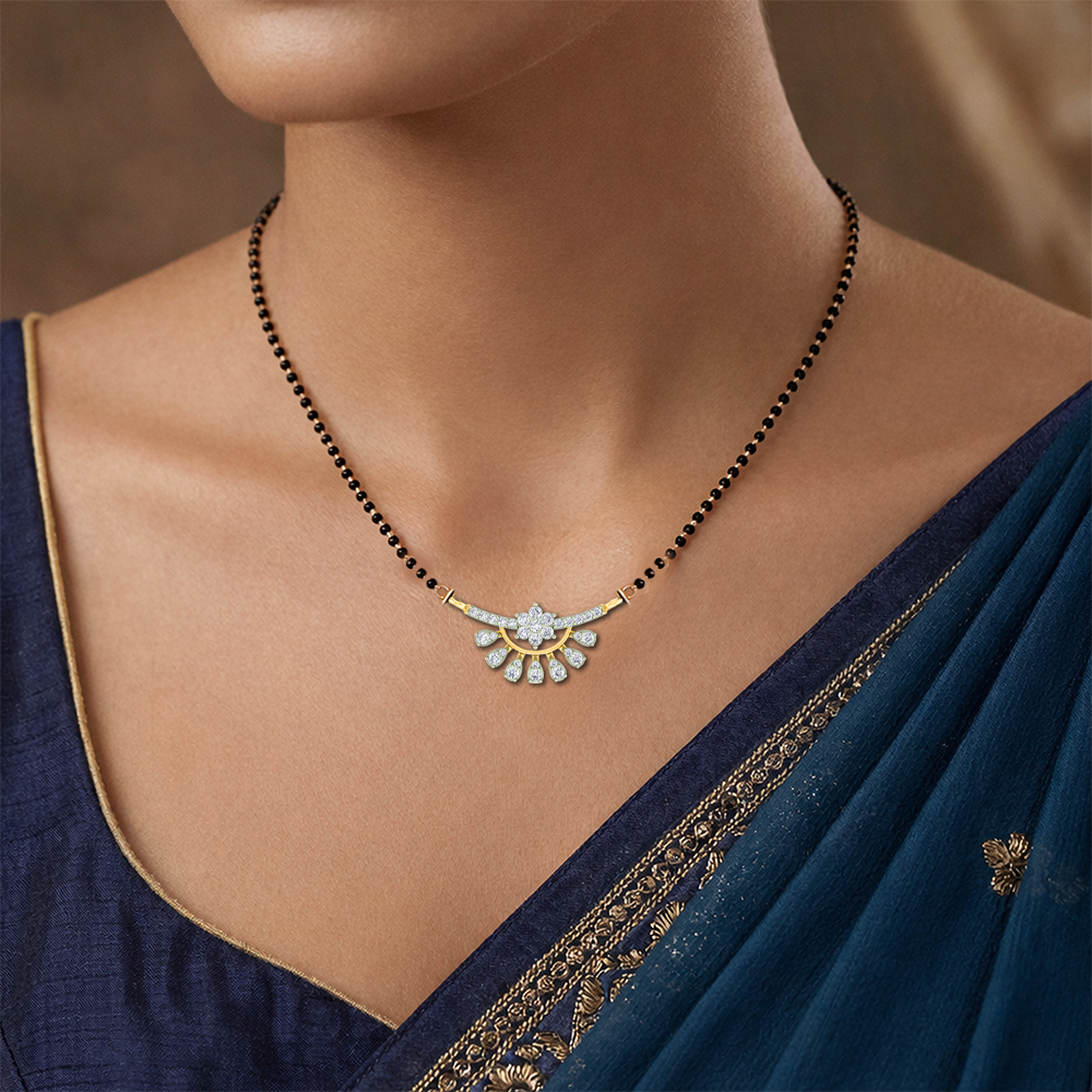 Gold & Diamond Designer Floral Mangalsutra For Women KRC50107