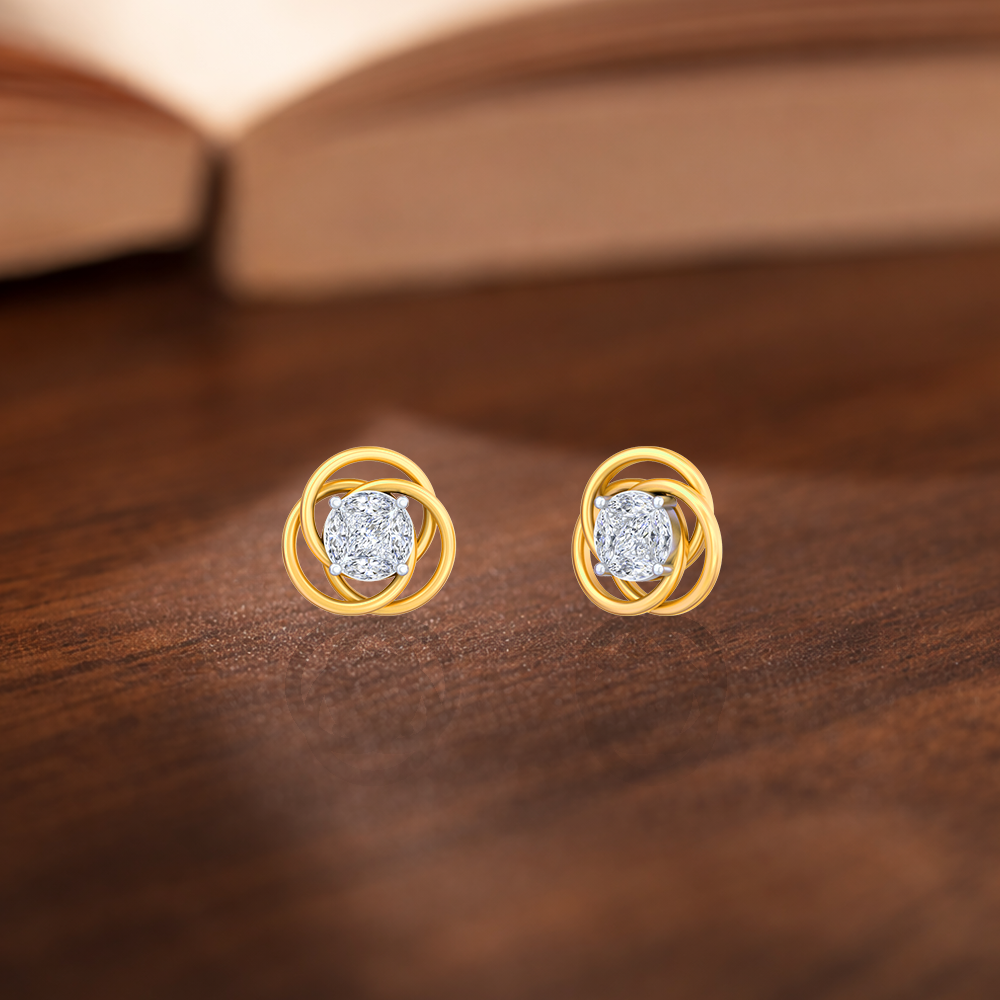 Gold & Diamond Solitaire Women Earring KRC30220