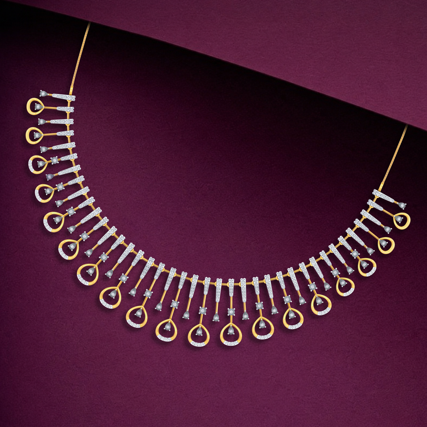 Gold & Diamond Choker Necklace Set KRC60160
