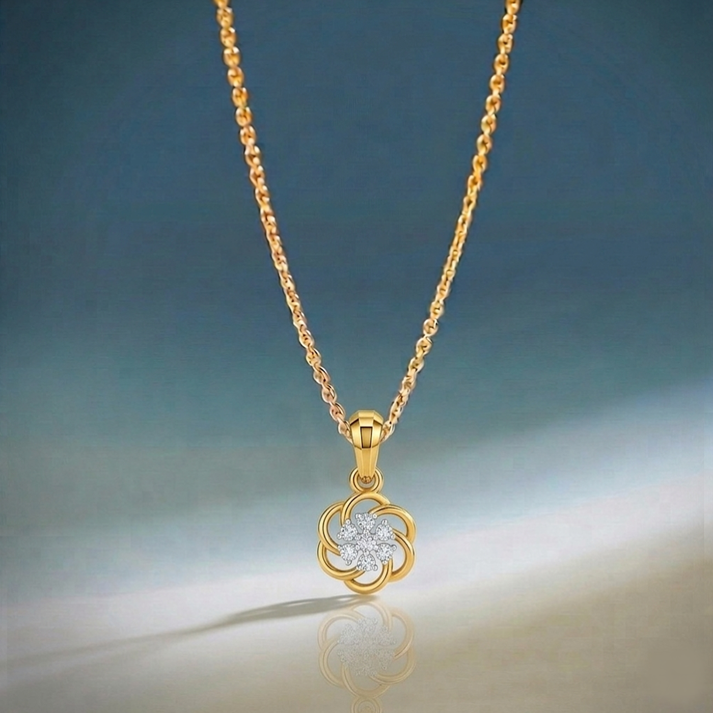 Gold & Diamond Floral Pendant KRB40197