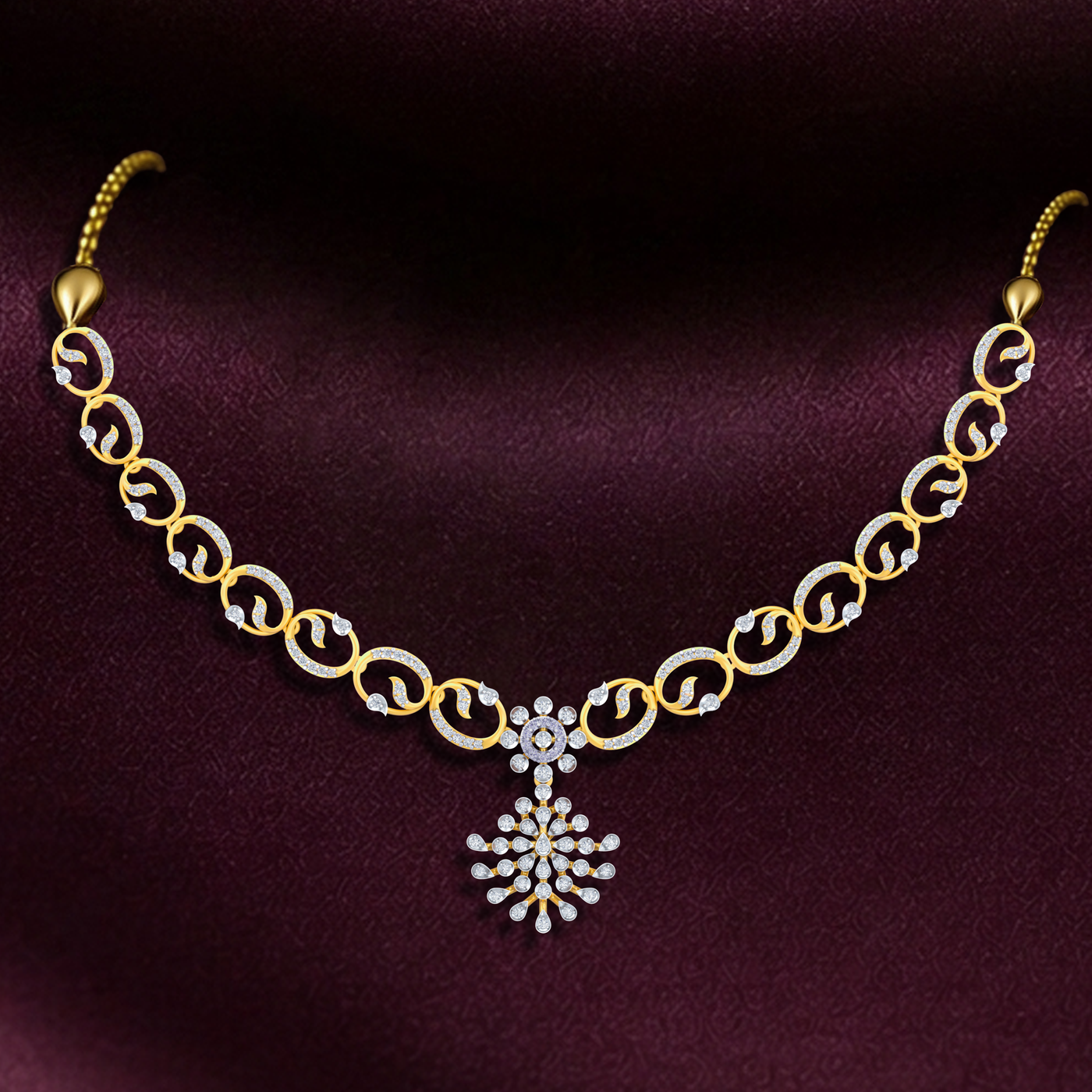 Gold & Diamond Dailywear Necklace Set KRC60111