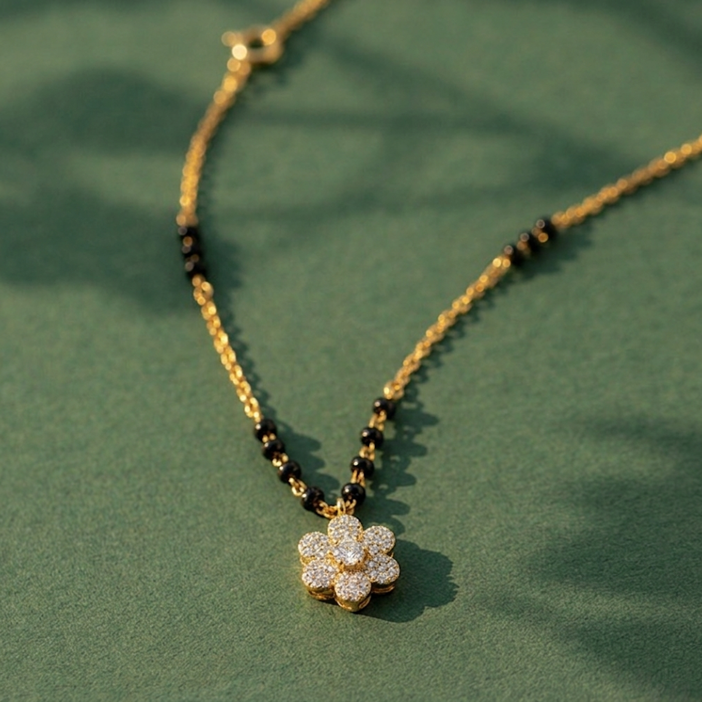 Gold & Diamond Modern Floral Mangalsutra For Women KRC50143