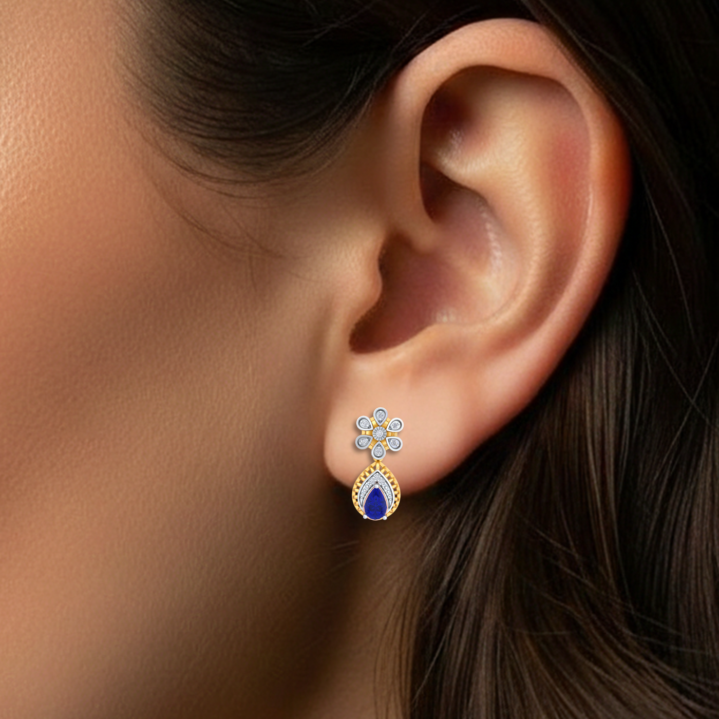 Gold & Diamond Women Gemstone Earring KRC60036E