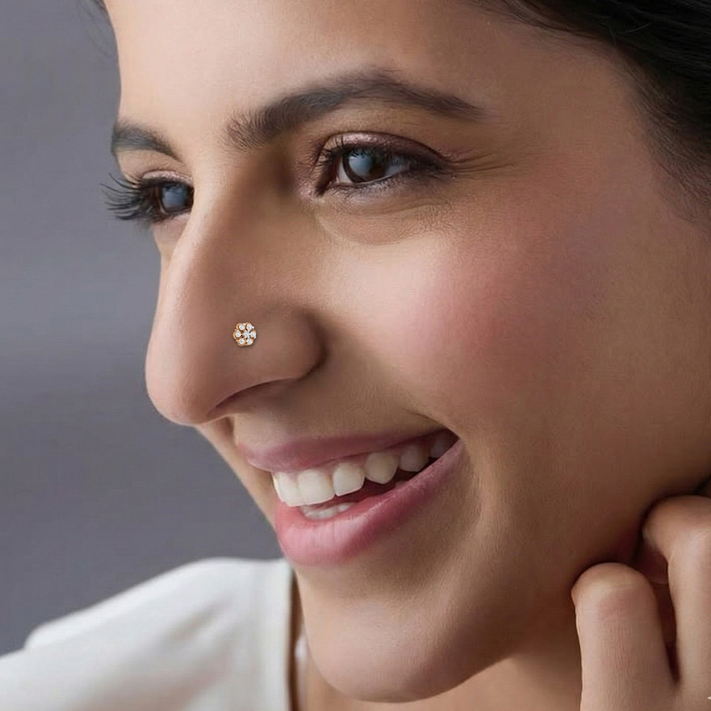 Gold & Diamond Stud Nose Pin KRC80116