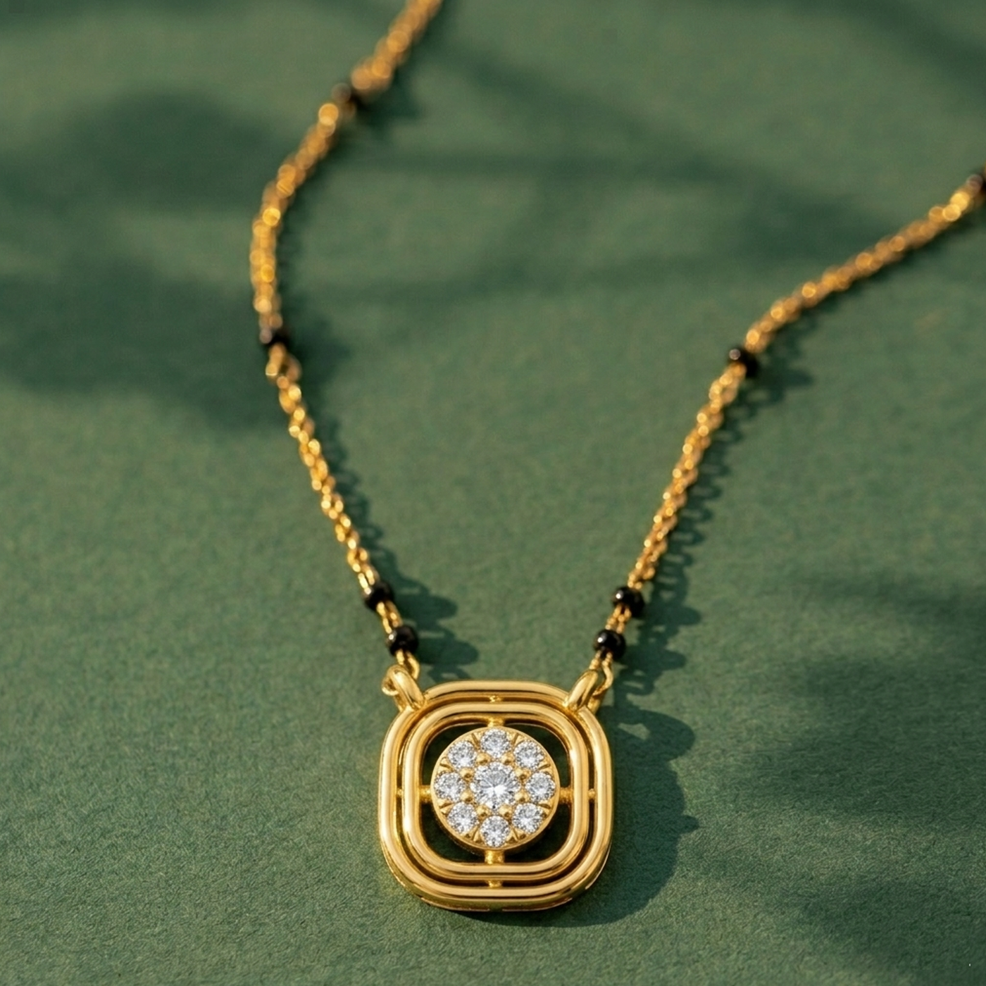 Gold & Diamond Beaded Mangalsutra For Women KRB50034