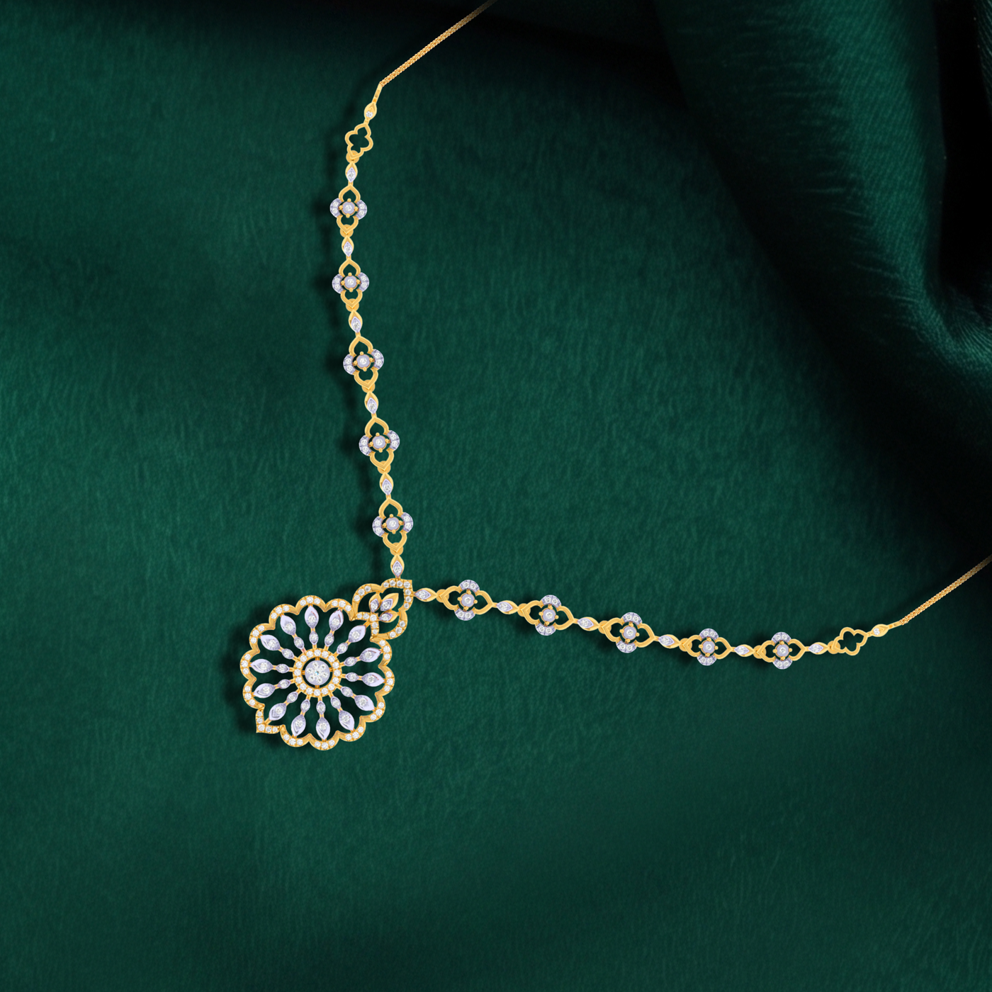 Gold & Diamond Necklace Set KRC60128