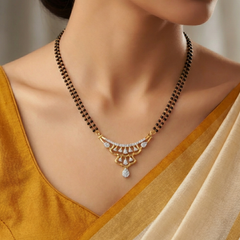 Gold & Diamond Wedding Mangalsutra For Women KRC50089