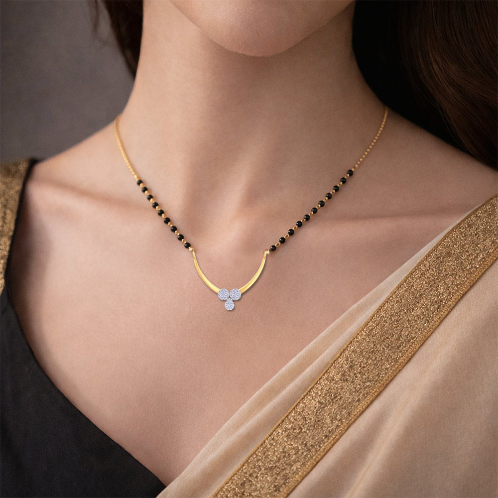 Gold & Diamond Modern Floral Mangalsutra For Women KRB50024