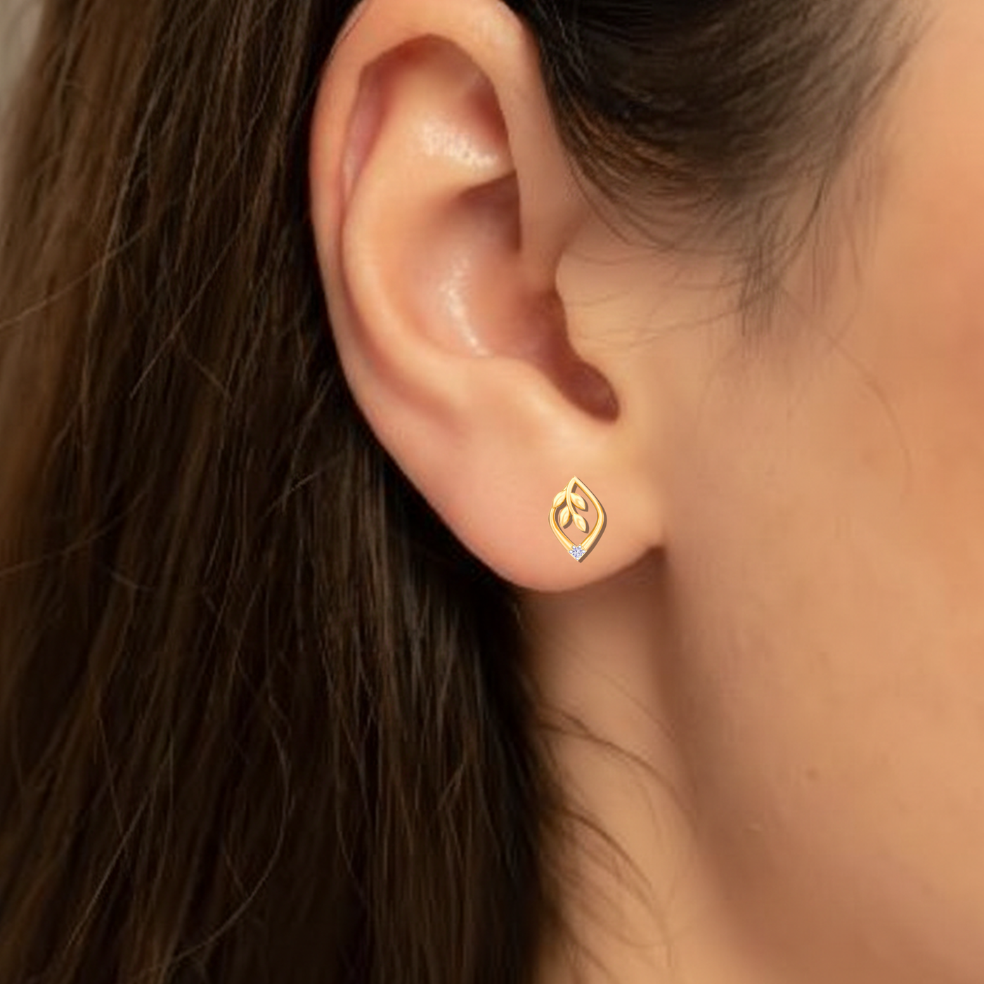 Gold & Diamond Solitaire Women Earring KRC30168