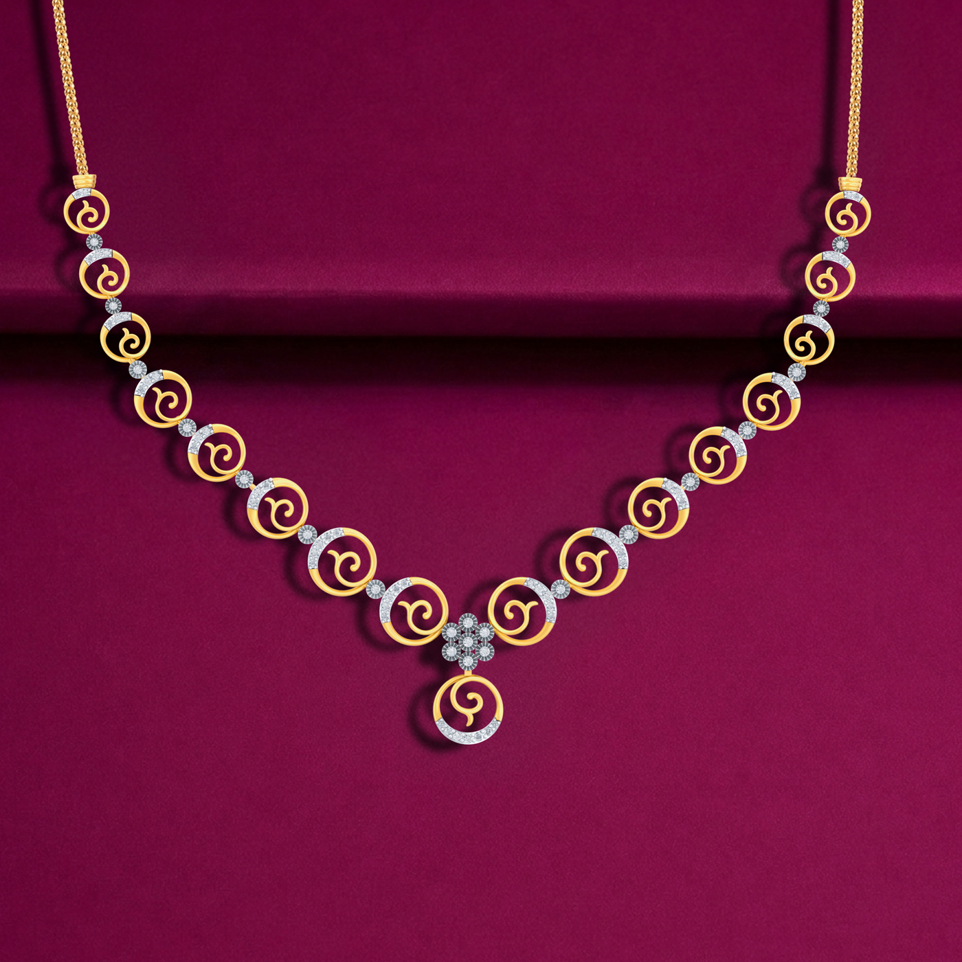 Gold & Diamond Women Dailywear Necklace Set KRC60114