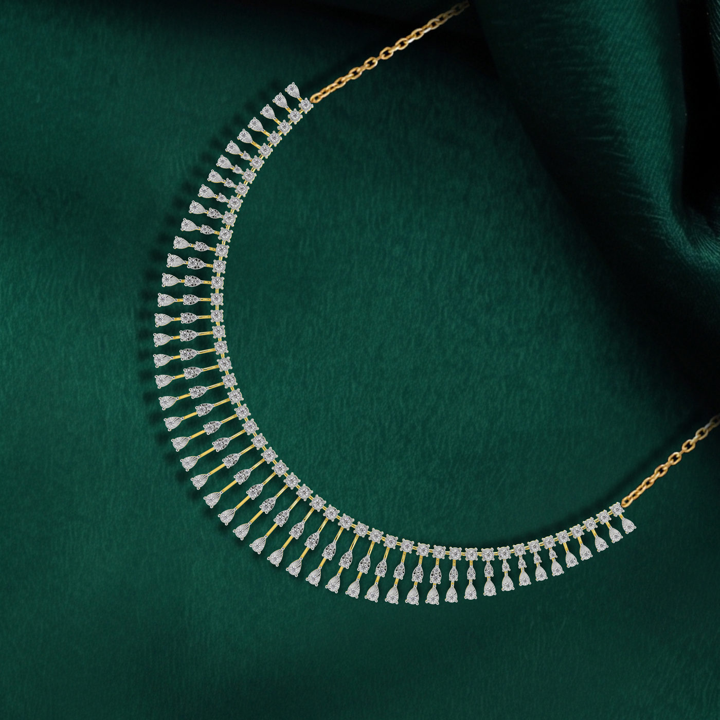 Gold & Diamond Choker Necklace Set KRC60139