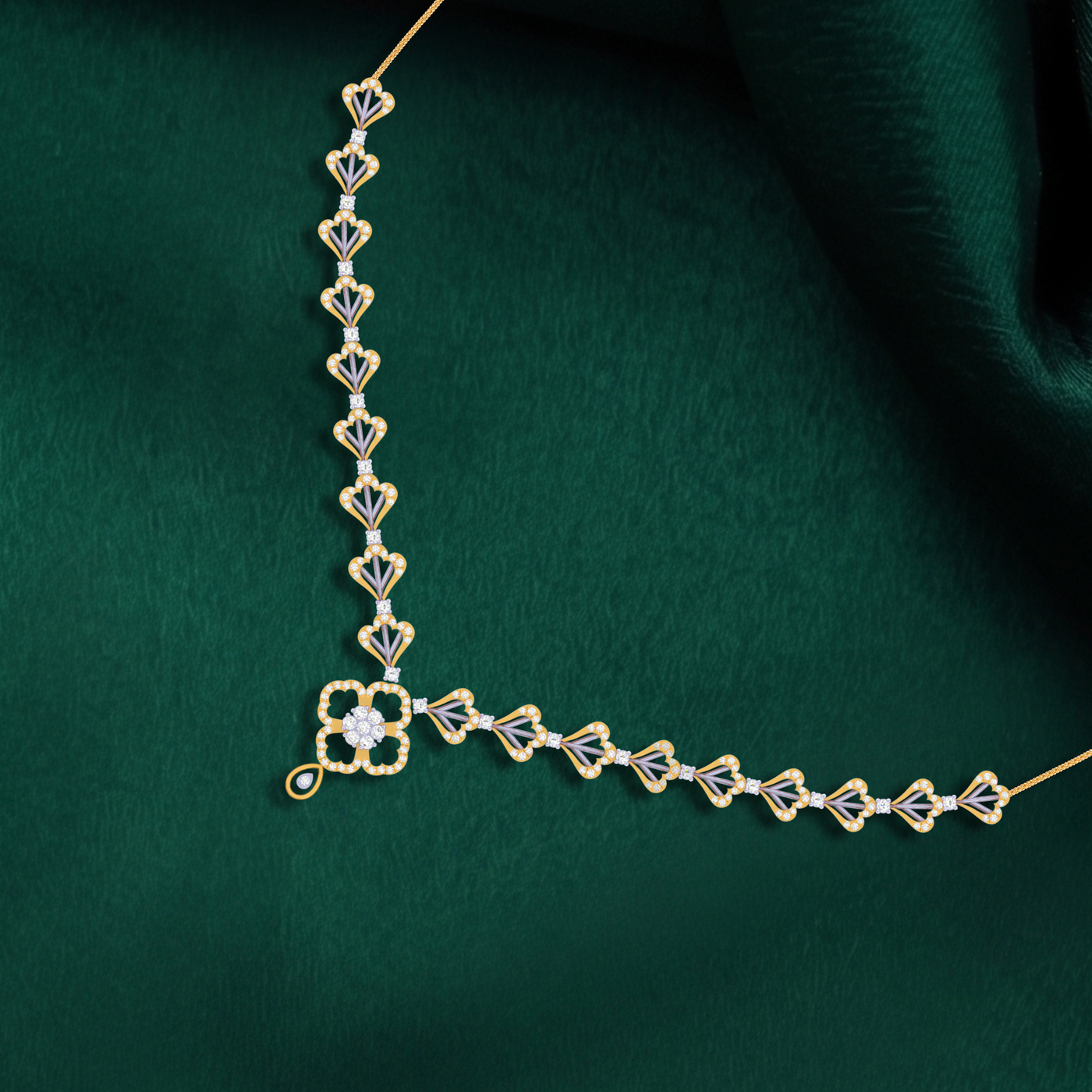 Gold & Diamond Necklace Set KRC60135