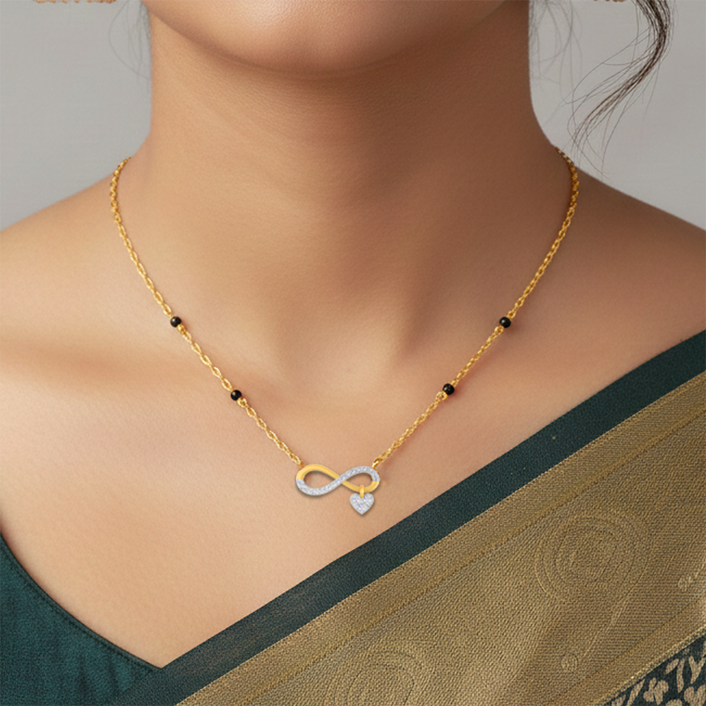 Gold & Diamond Infinity Design Mangalsutra For Women KRC50106