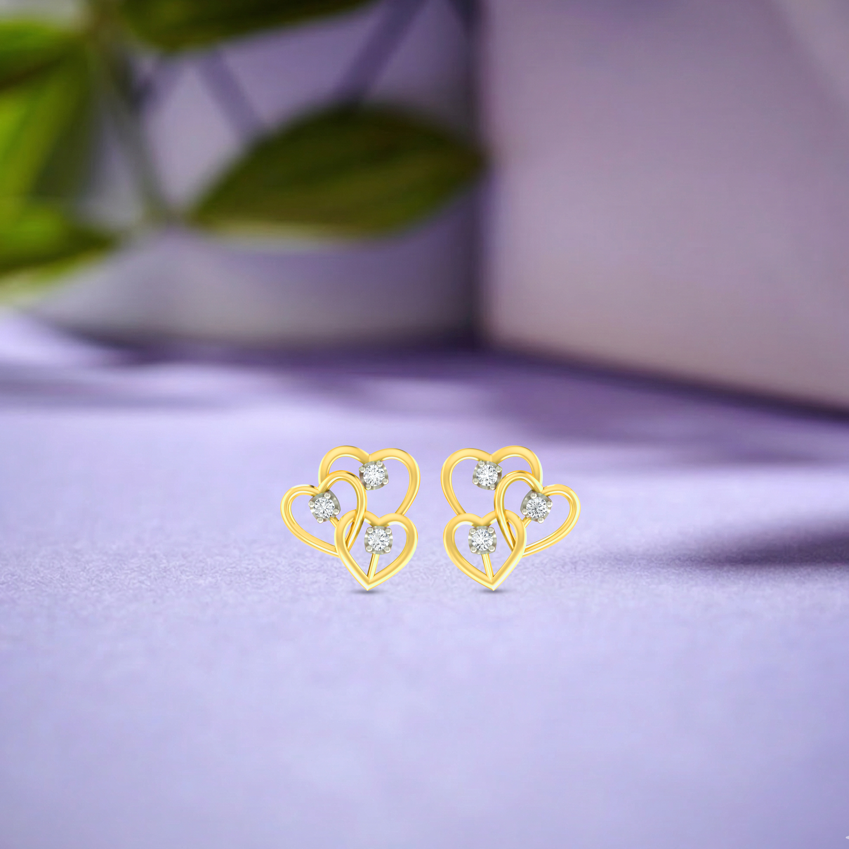 Heart Yellow Gold Diamond Earring | under 40k 
