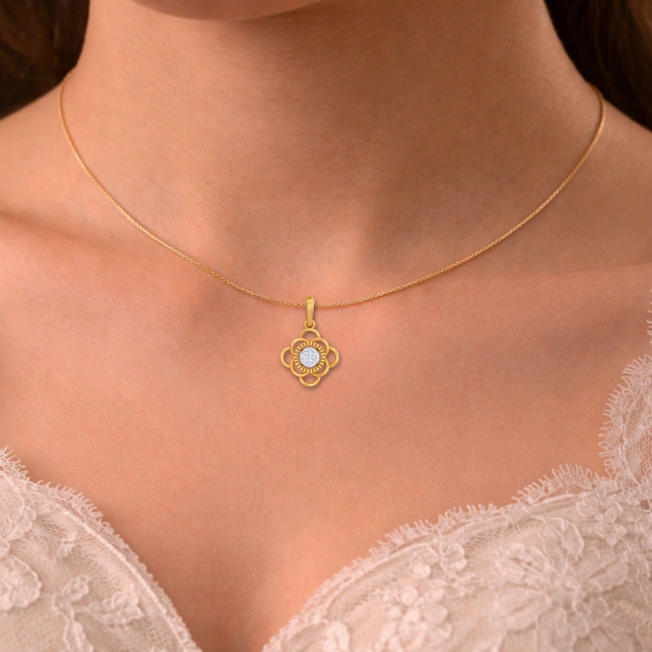 Luxury gold and diamond pendant designed for sophisticated styling.