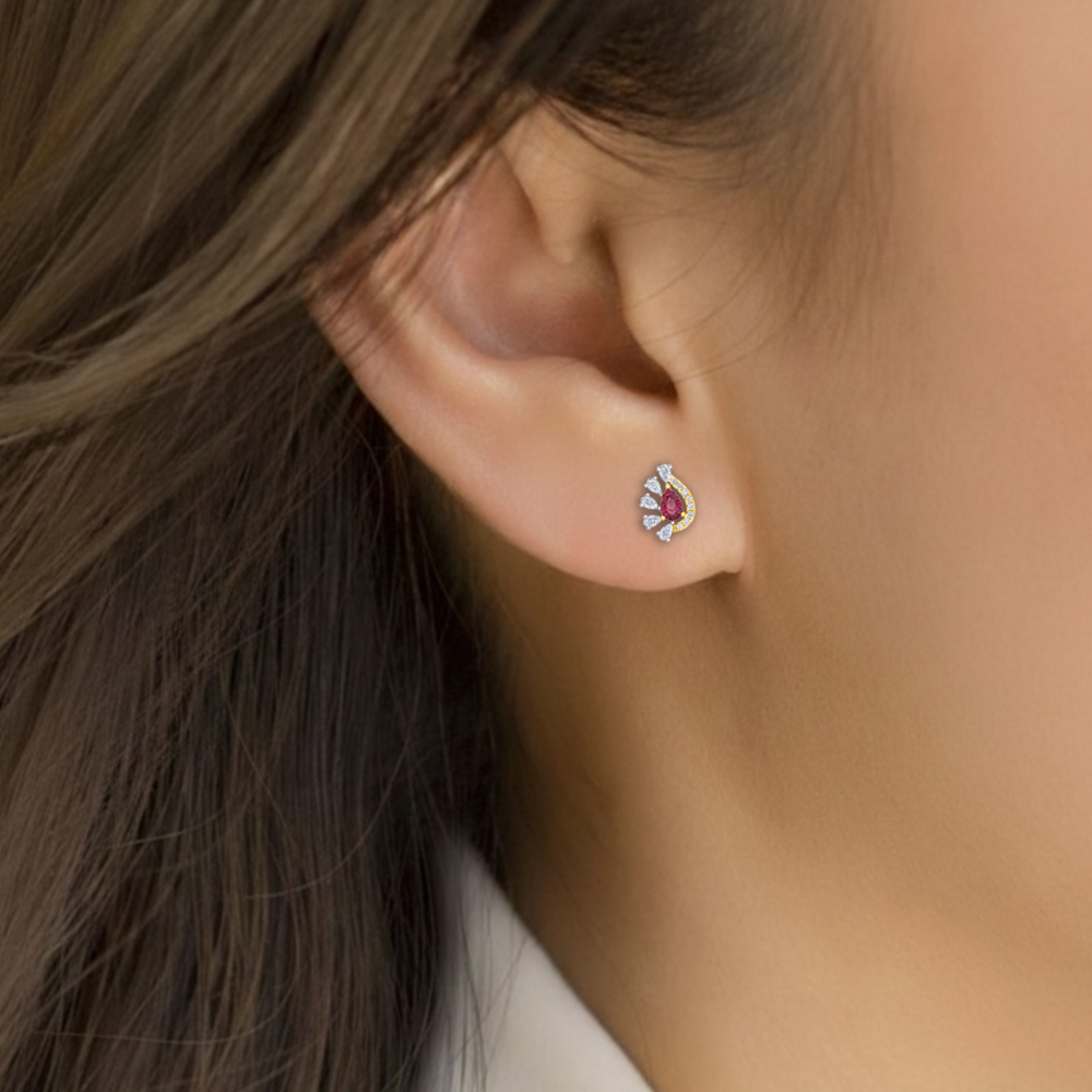 Gold & Diamond Women Gemstone Earring KRC30229