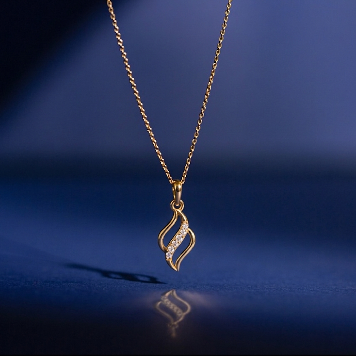 Minimalist Twist Gold & Diamond PENDANT SET KRC40554