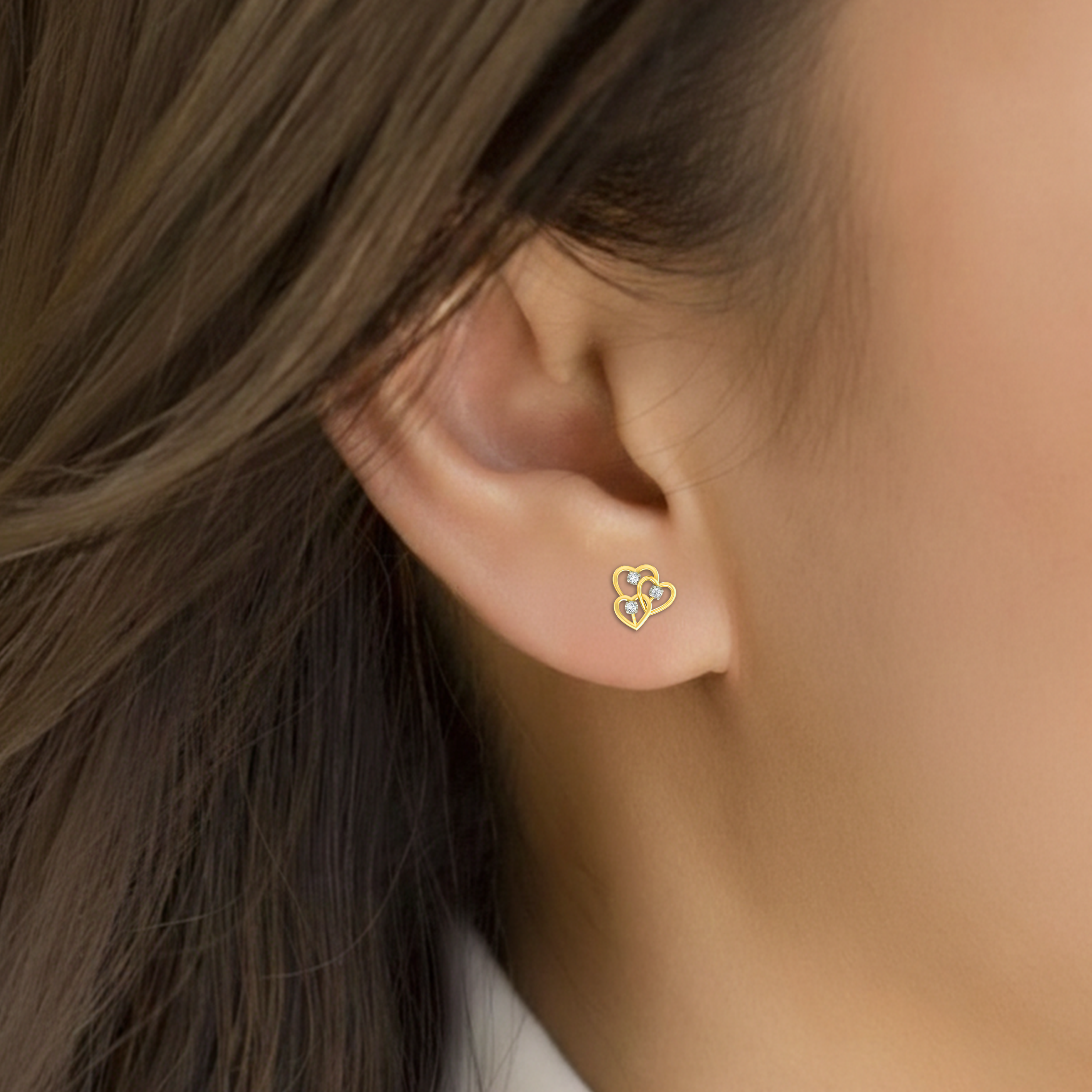 Heart Rose Gold Diamond Earring close up shot| under 40k 