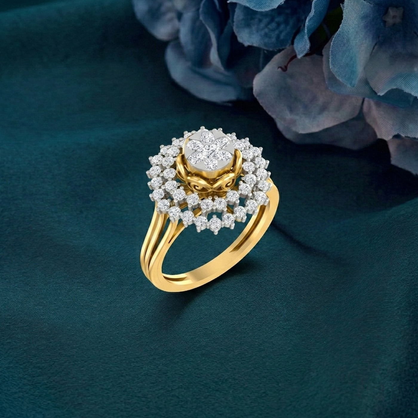 Gold & Diamond Cocktail Ring For Women KRC10541