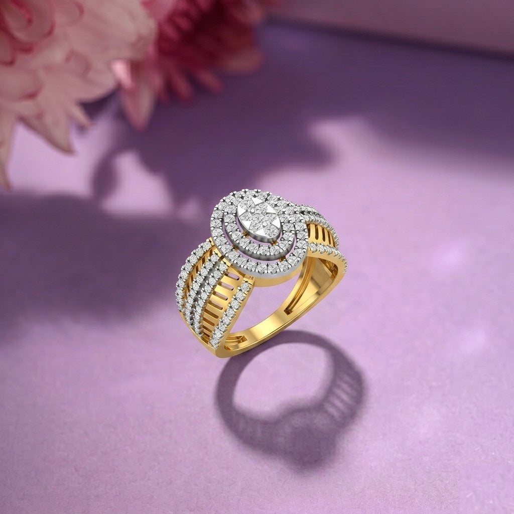 Gold & Diamond Cocktail Ring For Women KRC10538
