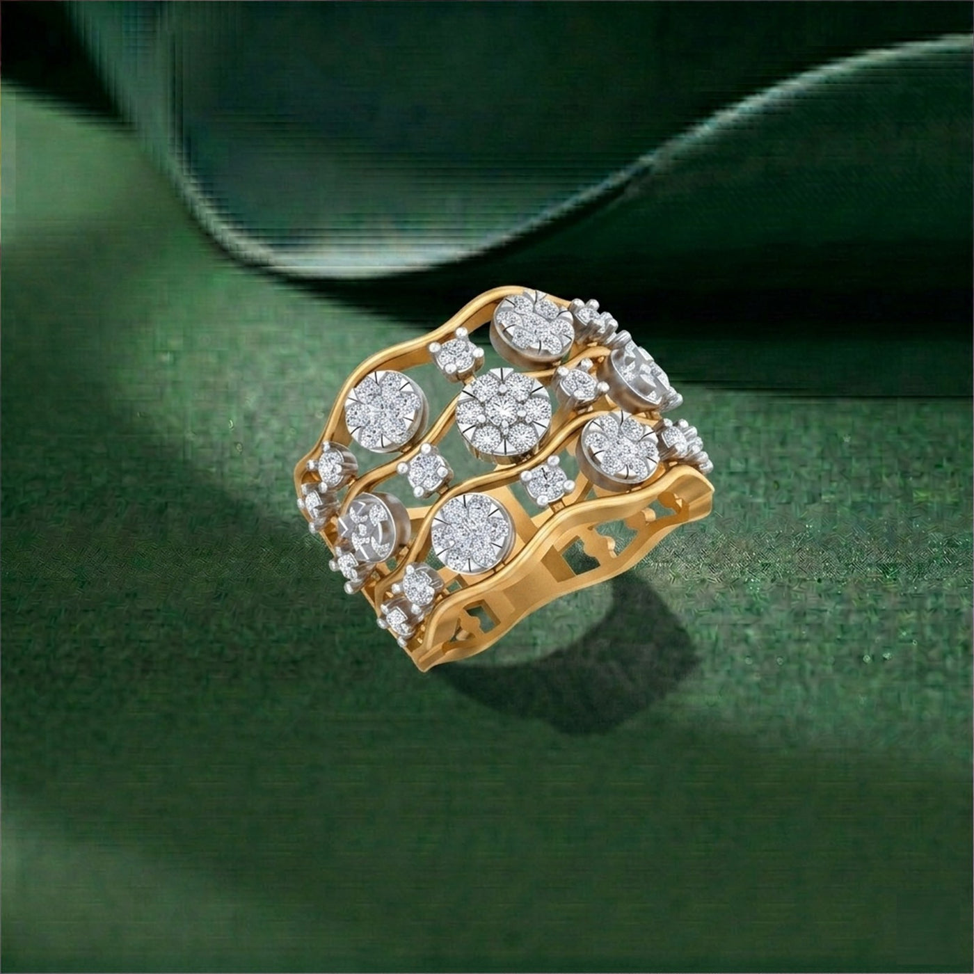 Gold & Diamond Cocktail Ring For Women KRC10757