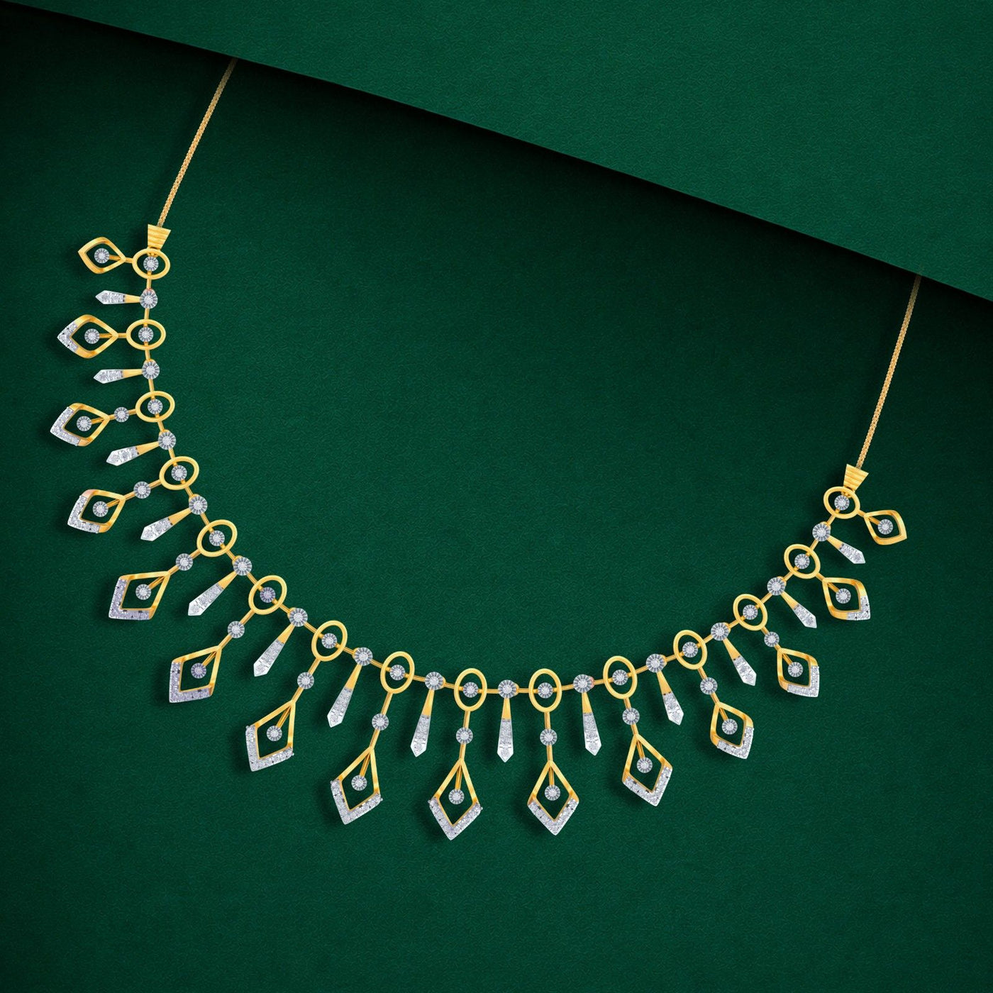 Gold & Diamond Choker Necklace Set KRC60158