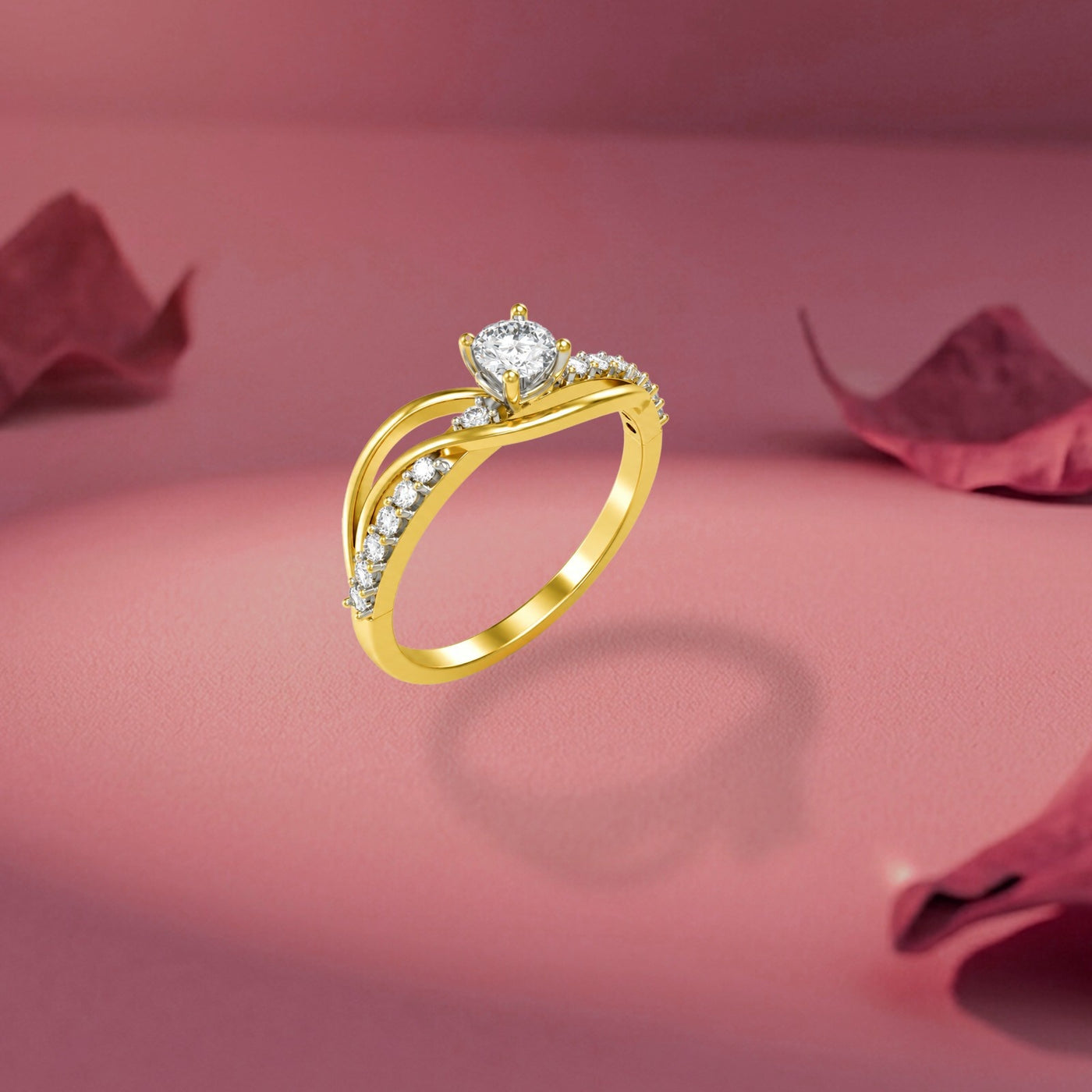 Gold & Diamond Engagement Ring For Women KRC10828