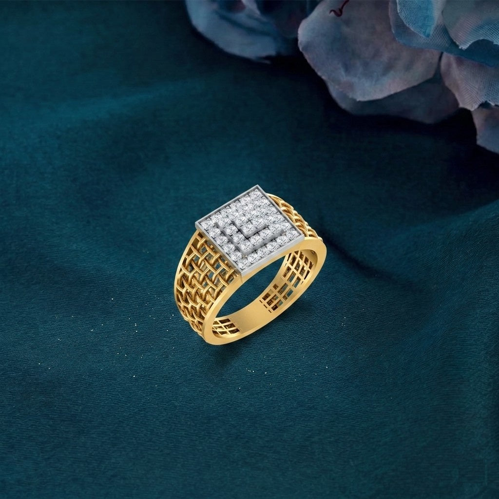 Gold & Diamond Band Ring For Men KRC20152