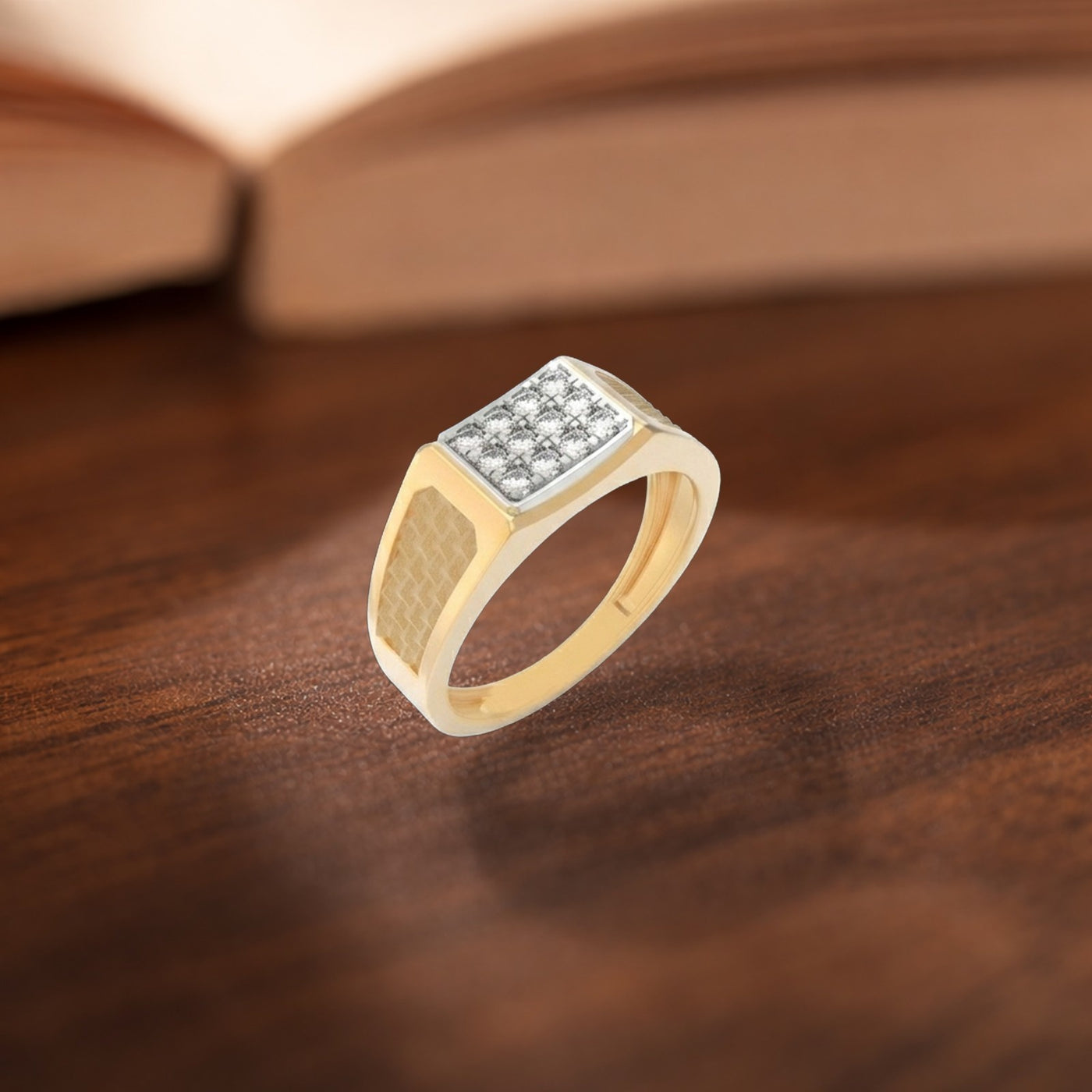 Gold & Diamond Band Ring For Men KRC20279