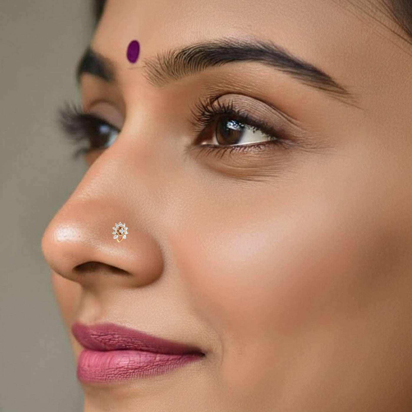 Gold & Diamond Stud Nose Pin KRC80109