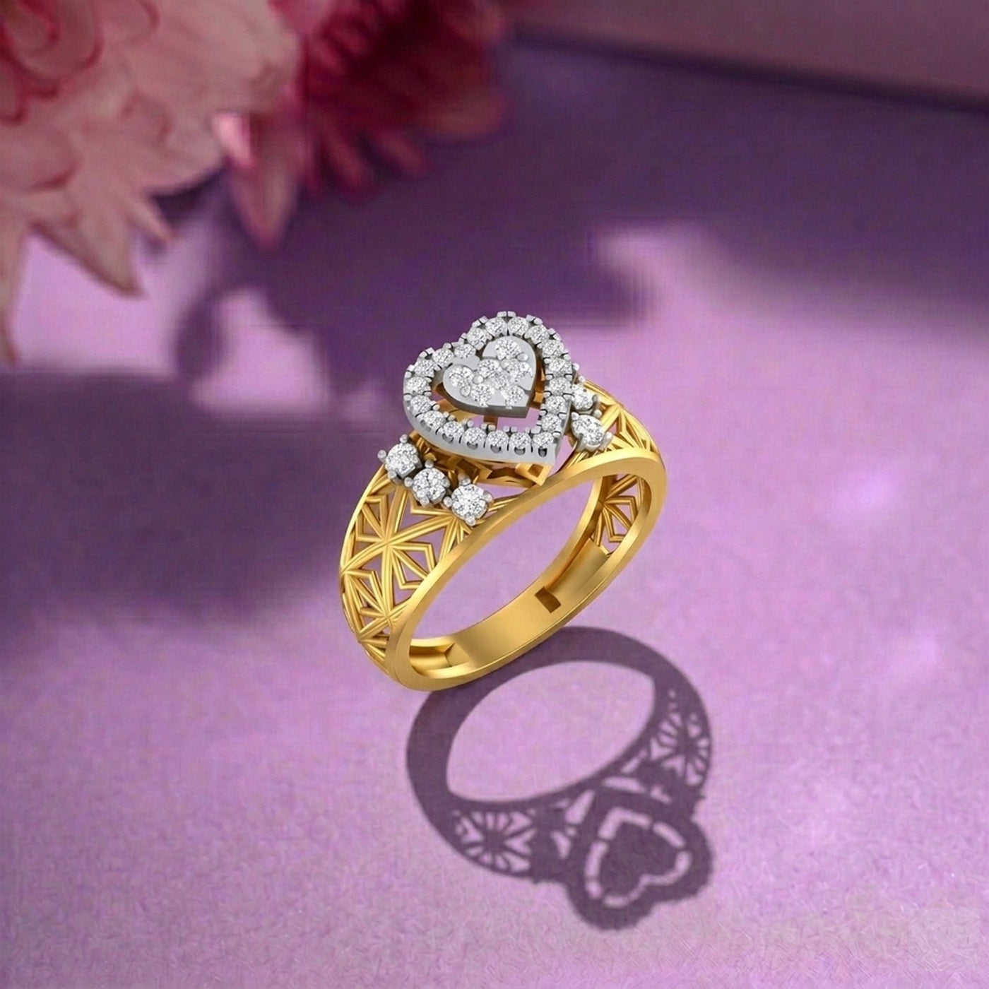 Gold & Diamond Cocktail Ring For Women KRC10590