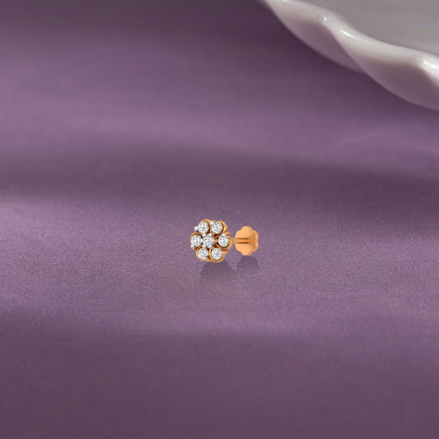 Gold & Diamond Stud Nose Pin KRC80116